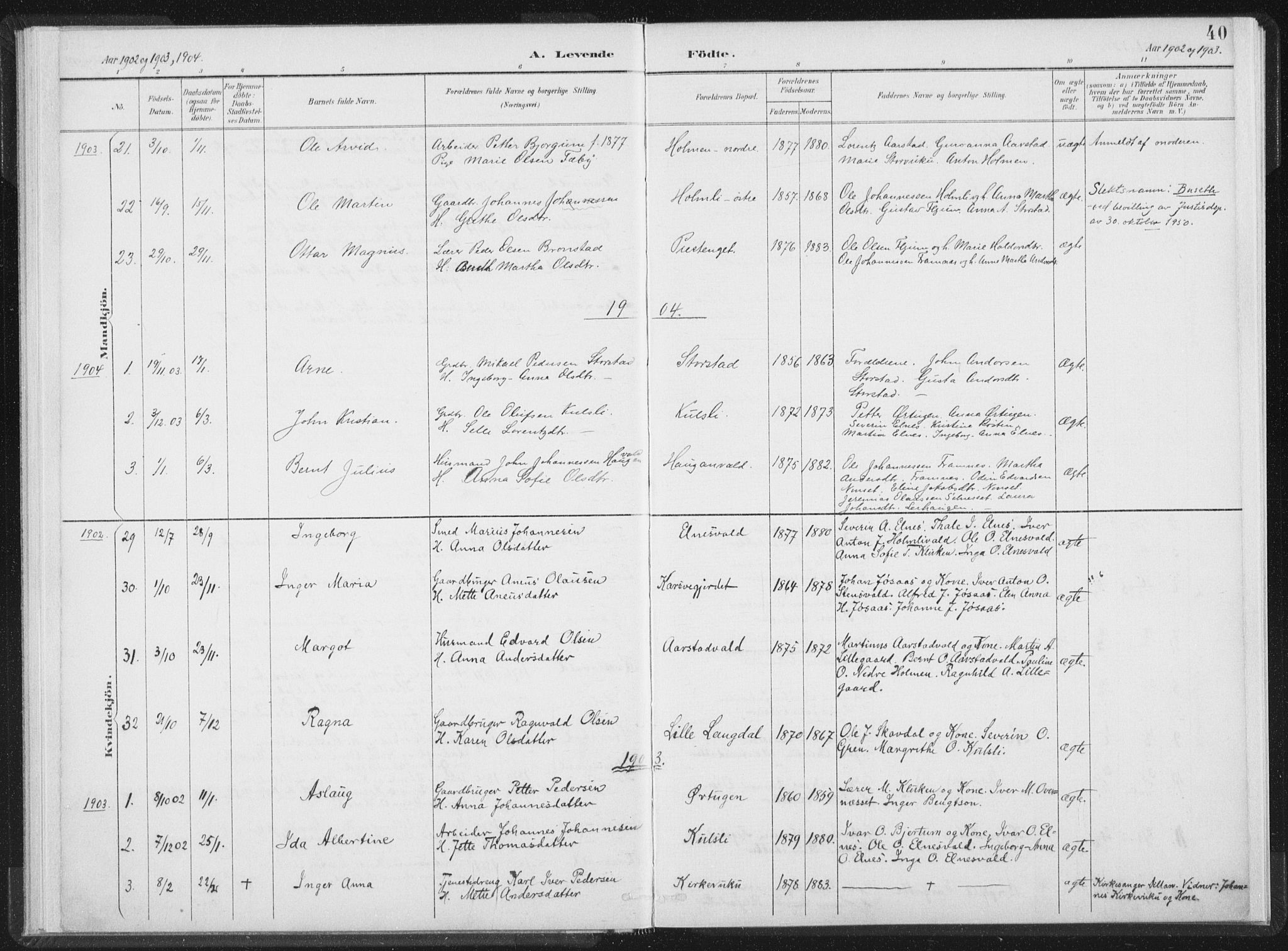 Ministerialprotokoller, klokkerbøker og fødselsregistre - Nord-Trøndelag, AV/SAT-A-1458/724/L0263: Ministerialbok nr. 724A01, 1891-1907, s. 40