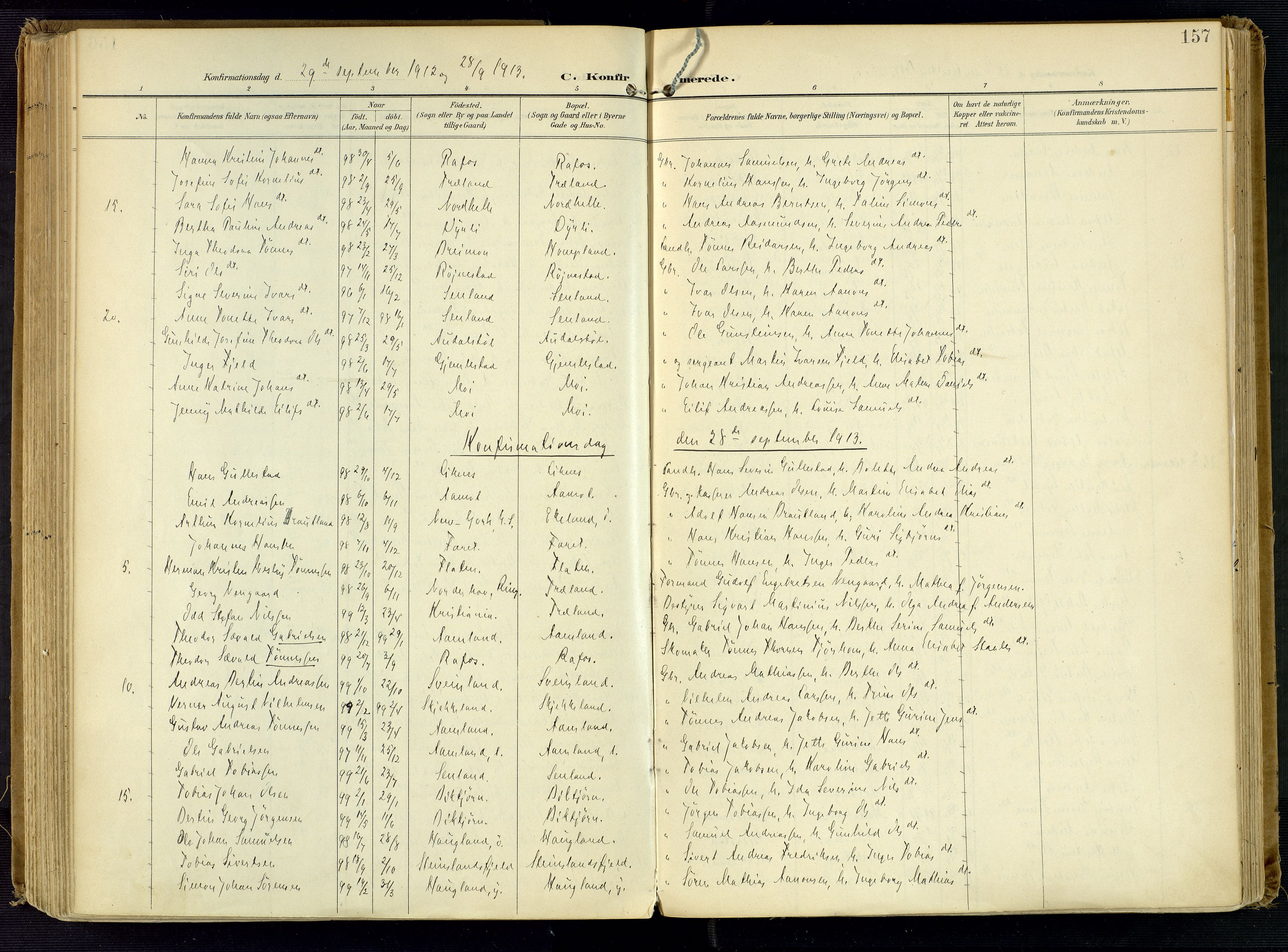 Kvinesdal sokneprestkontor, SAK/1111-0026/F/Fa/Fab/L0009: Ministerialbok nr. A 9, 1898-1915, s. 157