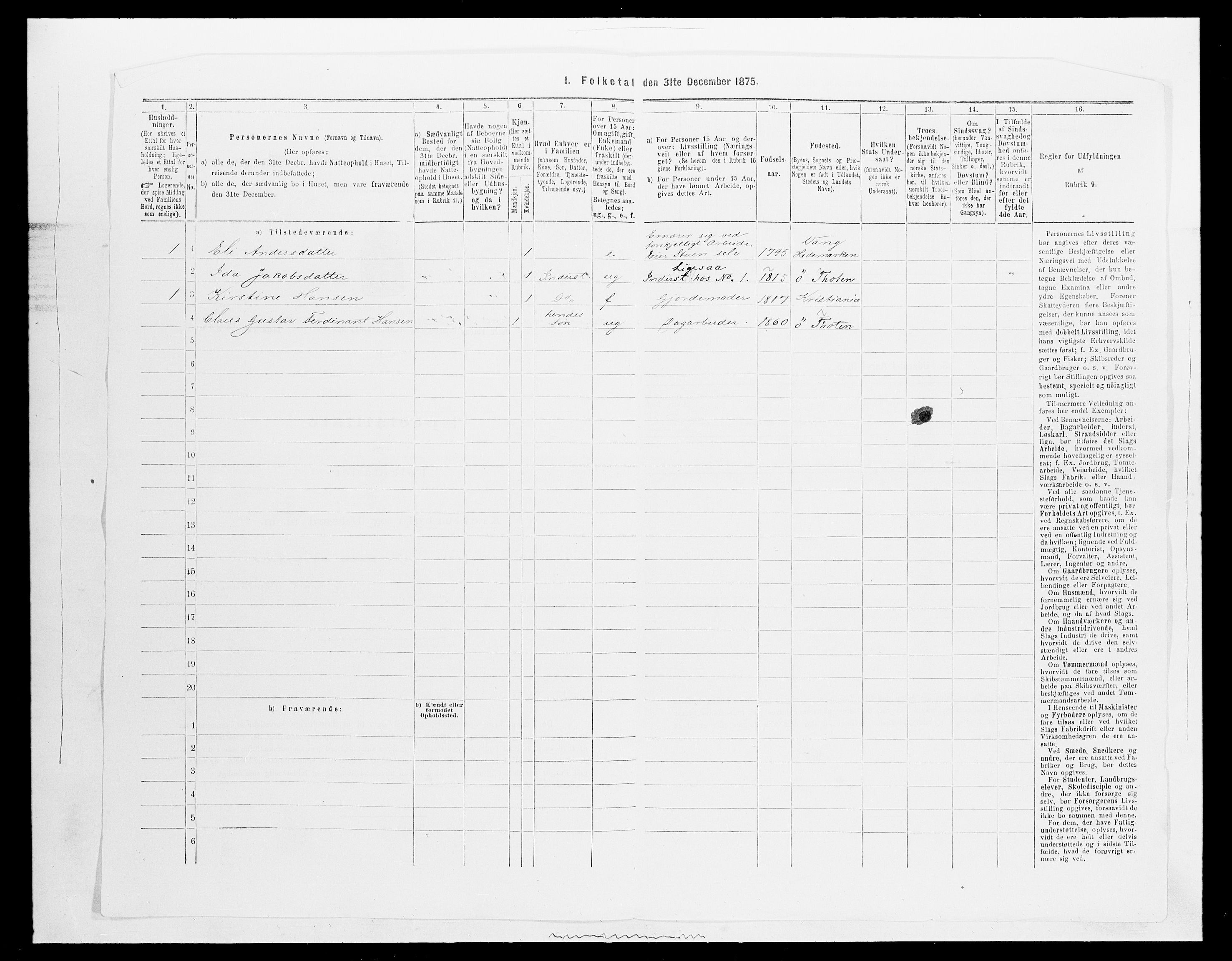 SAH, Folketelling 1875 for 0528P Østre Toten prestegjeld, 1875, s. 1291