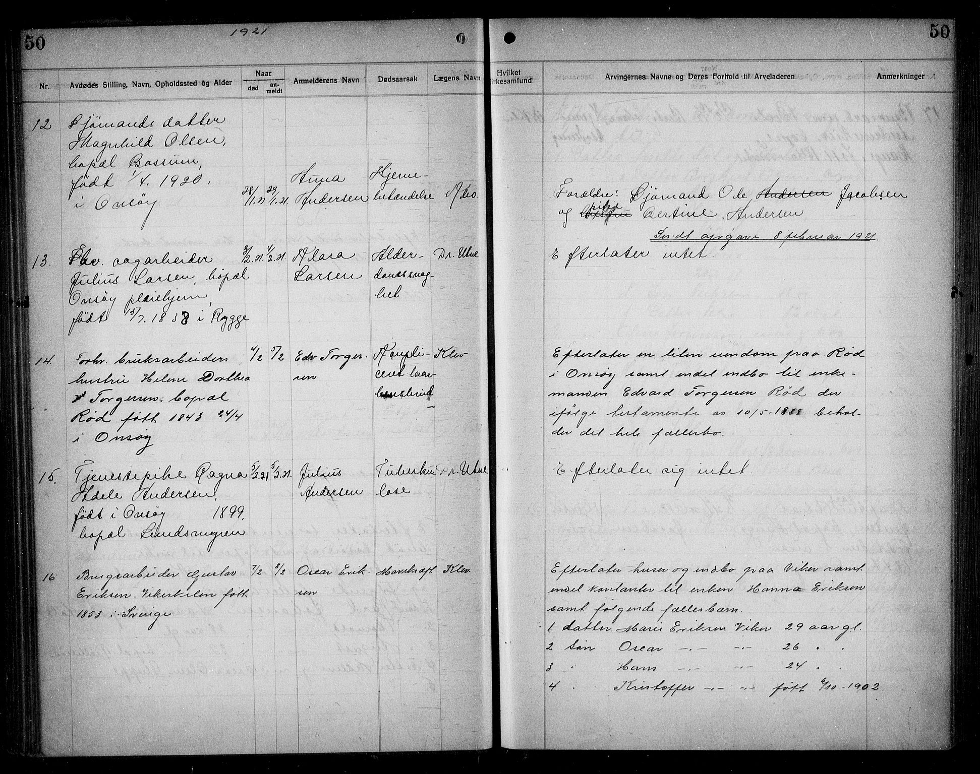 Onsøy lensmannskontor, AV/SAO-A-10007/H/Ha/L0004: Dødsfallsprotokoll, 1919-1926, s. 50