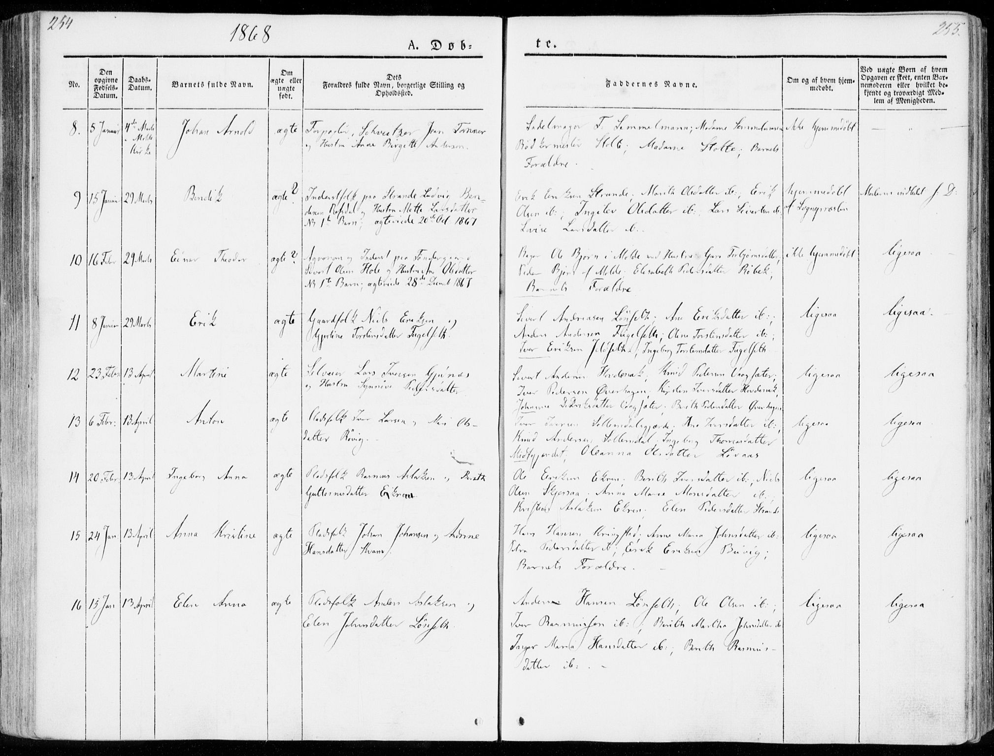 Ministerialprotokoller, klokkerbøker og fødselsregistre - Møre og Romsdal, AV/SAT-A-1454/555/L0653: Ministerialbok nr. 555A04, 1843-1869, s. 254-255