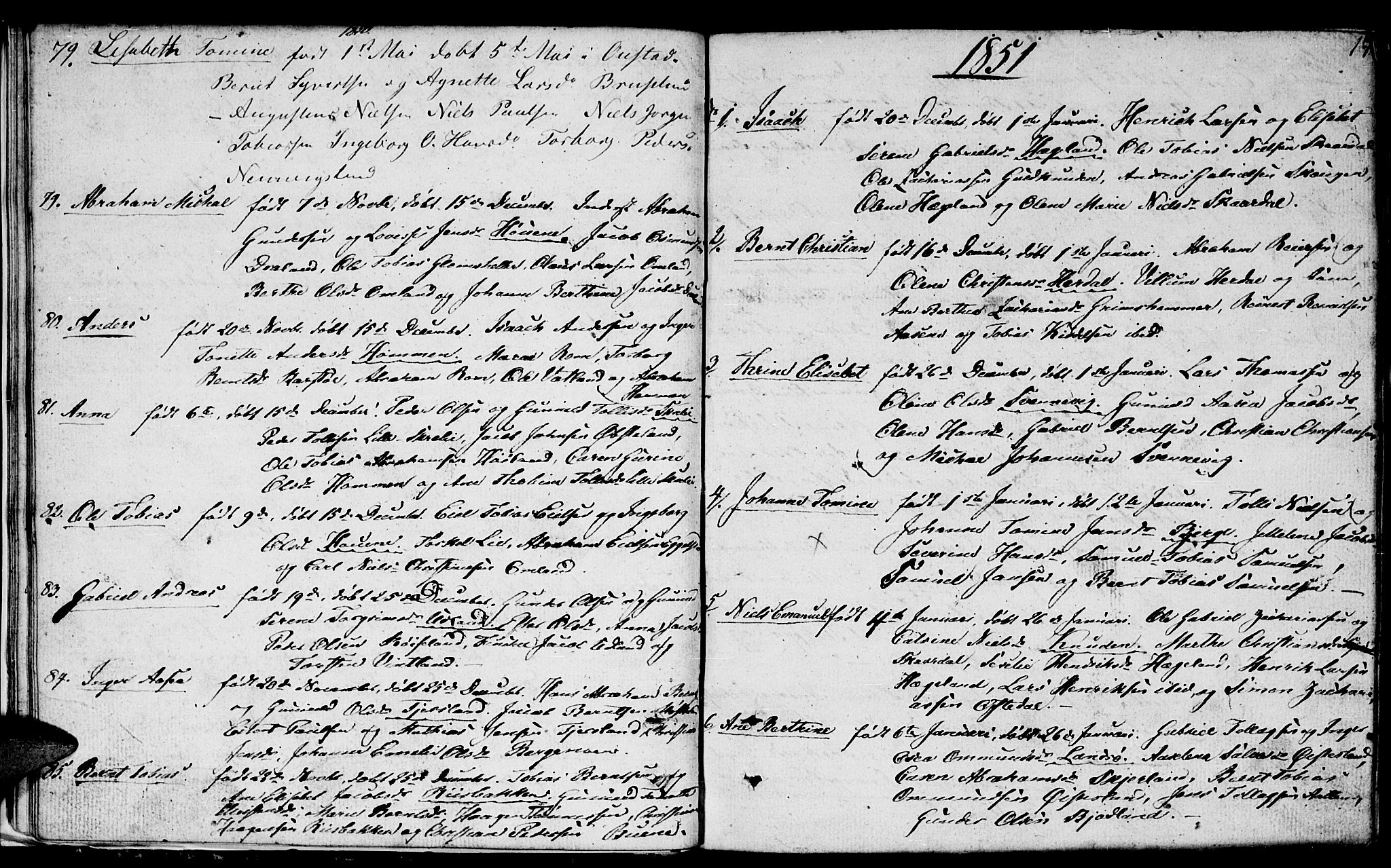 Lyngdal sokneprestkontor, AV/SAK-1111-0029/F/Fb/Fbc/L0002: Klokkerbok nr. B 2, 1849-1864, s. 17