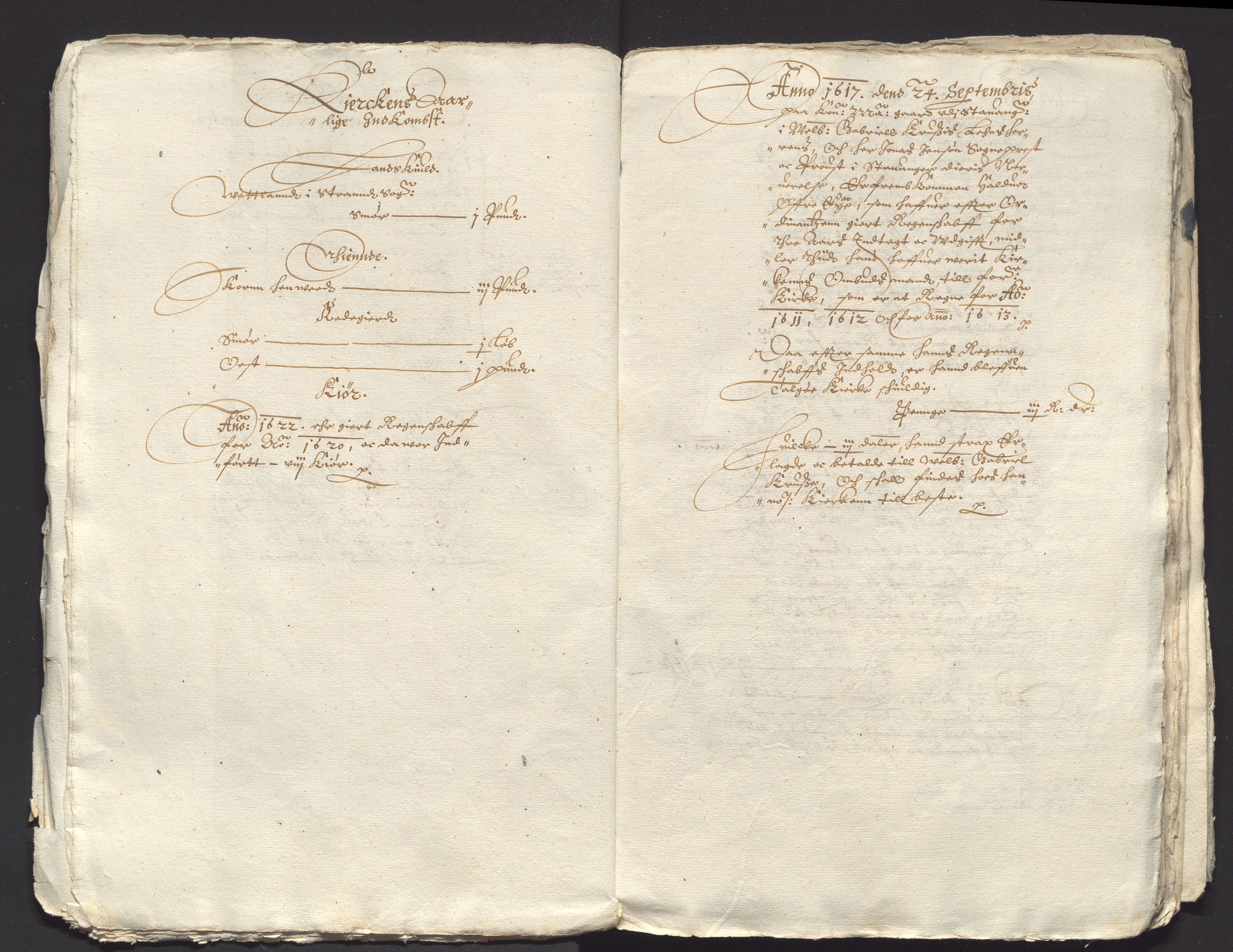 Stavanger len, AV/SAST-A-101870/Oa/L0017: Kirkeregnskaper, jordebøker, manntall, dommer, supplikker, befalinger, stevninger mv. 1617-1674. des. 1 s. 36-39, 46f, 54, 88ff, 98-102, 1600-1628, s. 70