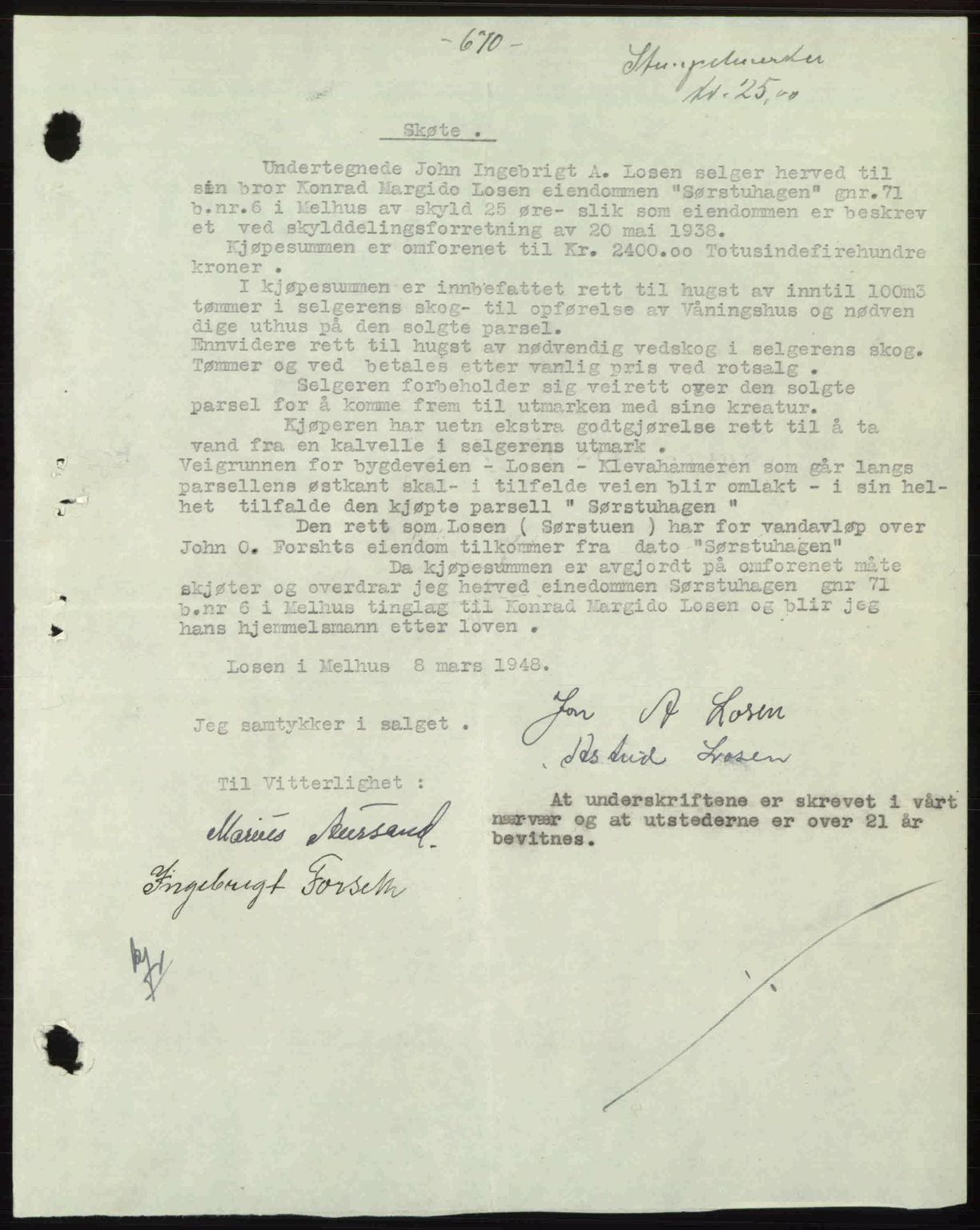Gauldal sorenskriveri, SAT/A-0014/1/2/2C: Pantebok nr. A5, 1947-1948, Dagboknr: 403/1948