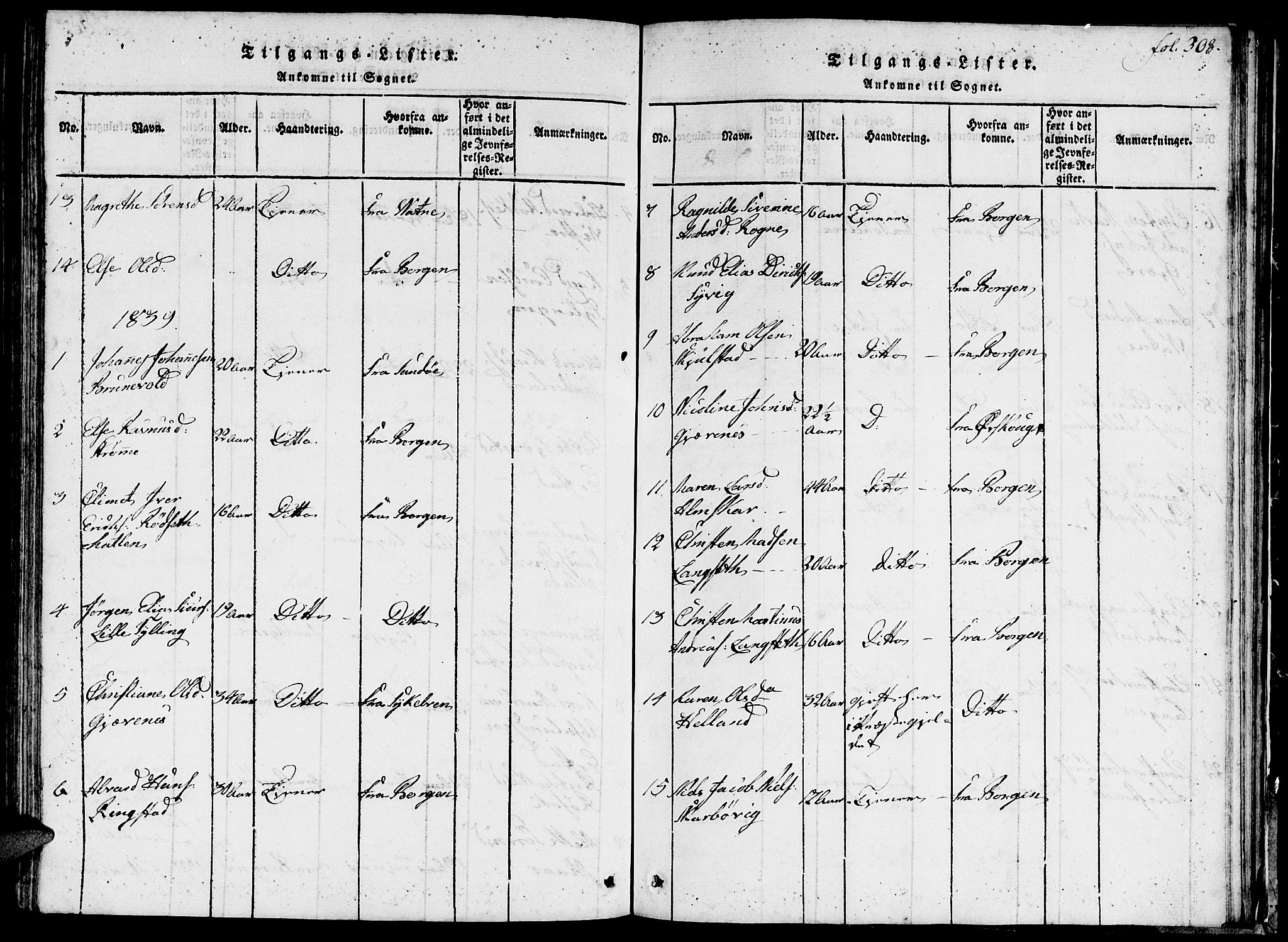 Ministerialprotokoller, klokkerbøker og fødselsregistre - Møre og Romsdal, AV/SAT-A-1454/536/L0506: Klokkerbok nr. 536C01, 1818-1859, s. 308