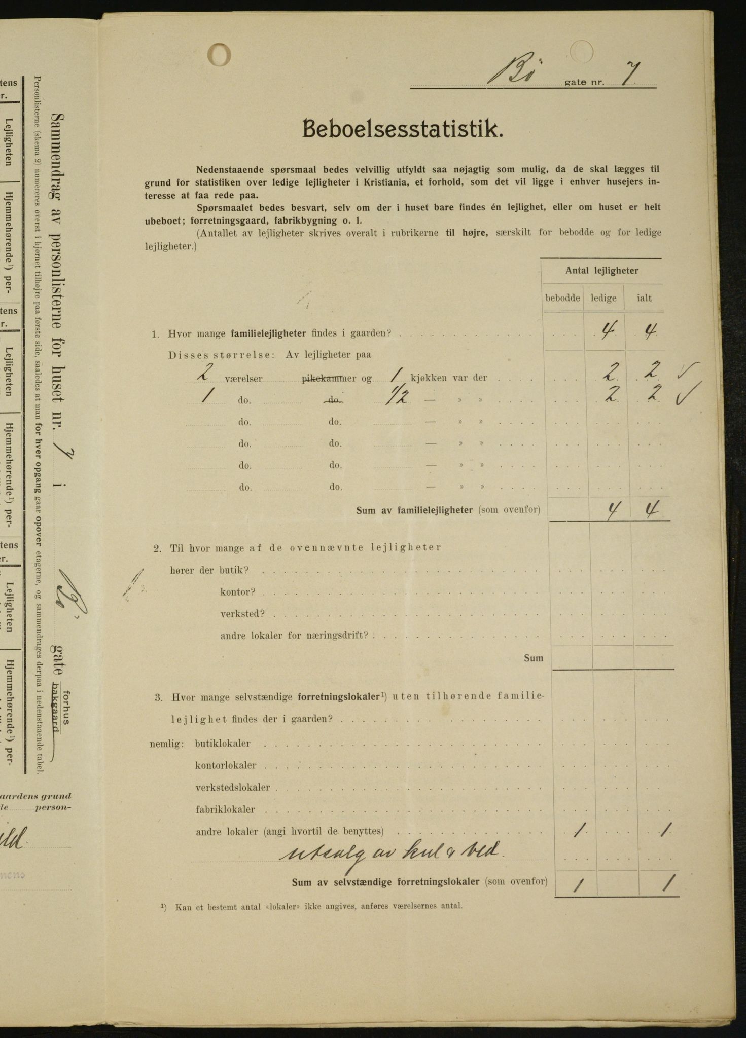 OBA, Kommunal folketelling 1.2.1909 for Kristiania kjøpstad, 1909, s. 10039