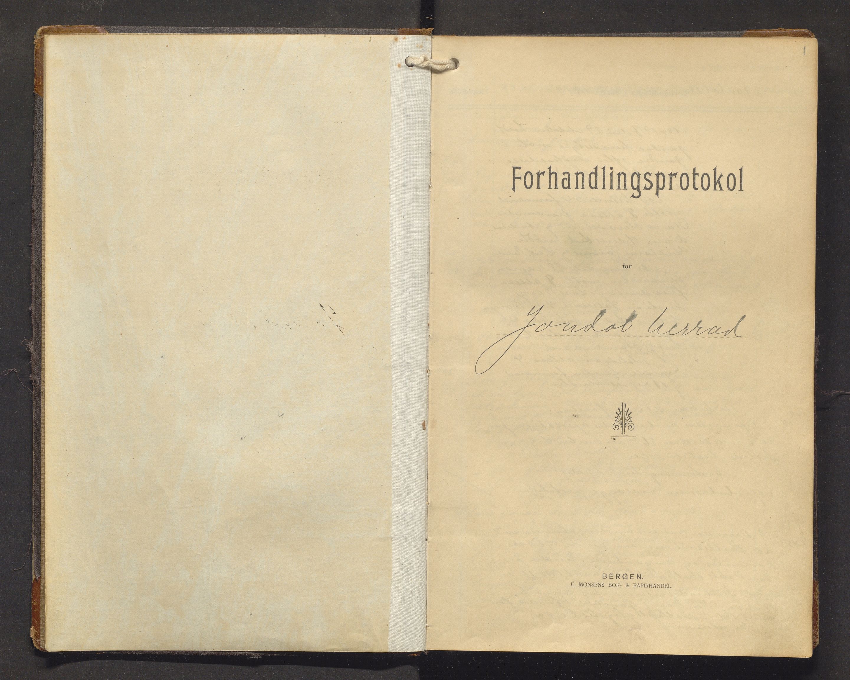 Jondal kommune. Formannskapet, IKAH/1227-021/A/Aa/Aaa/L0006: Møtebok for formannskap og kommunestyre, 1917-1921, s. 1