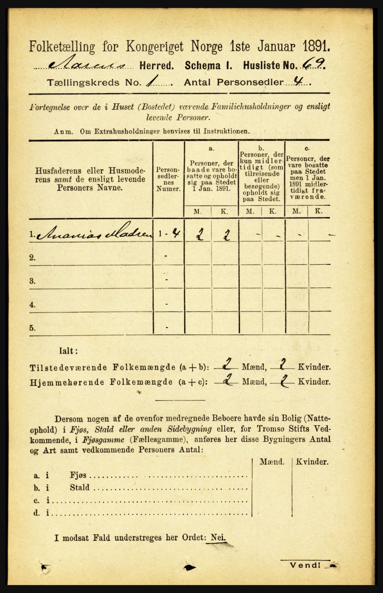 RA, Folketelling 1891 for 1716 Åsen herred, 1891, s. 85