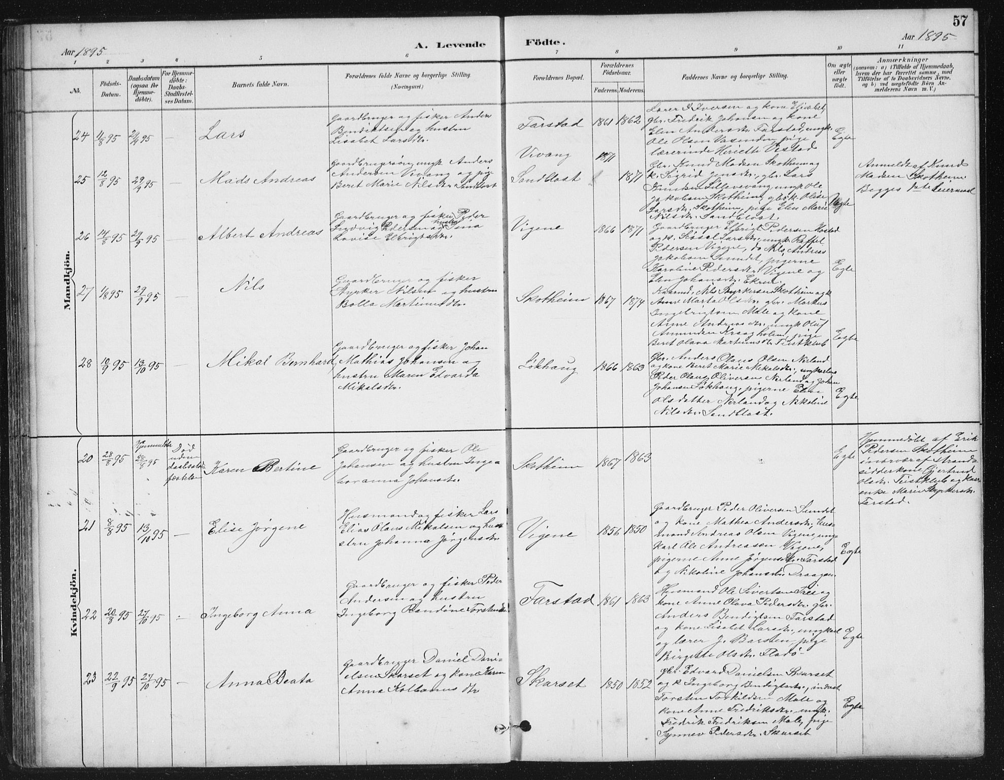 Ministerialprotokoller, klokkerbøker og fødselsregistre - Møre og Romsdal, AV/SAT-A-1454/567/L0783: Klokkerbok nr. 567C03, 1887-1903, s. 57