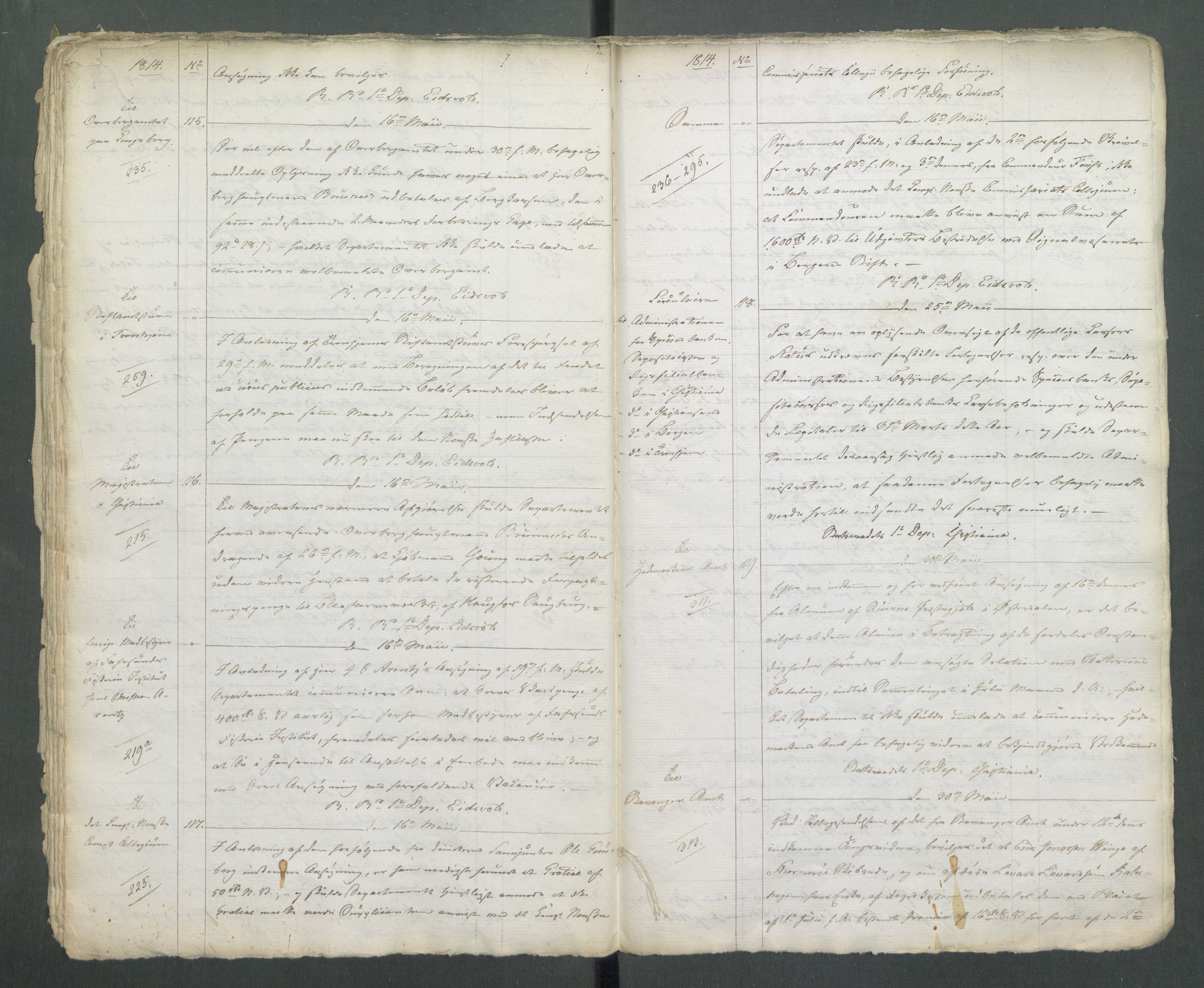 Departementene i 1814, RA/S-3899/Fa/L0002: 1. byrå - Kopibok A 1-173, 1814