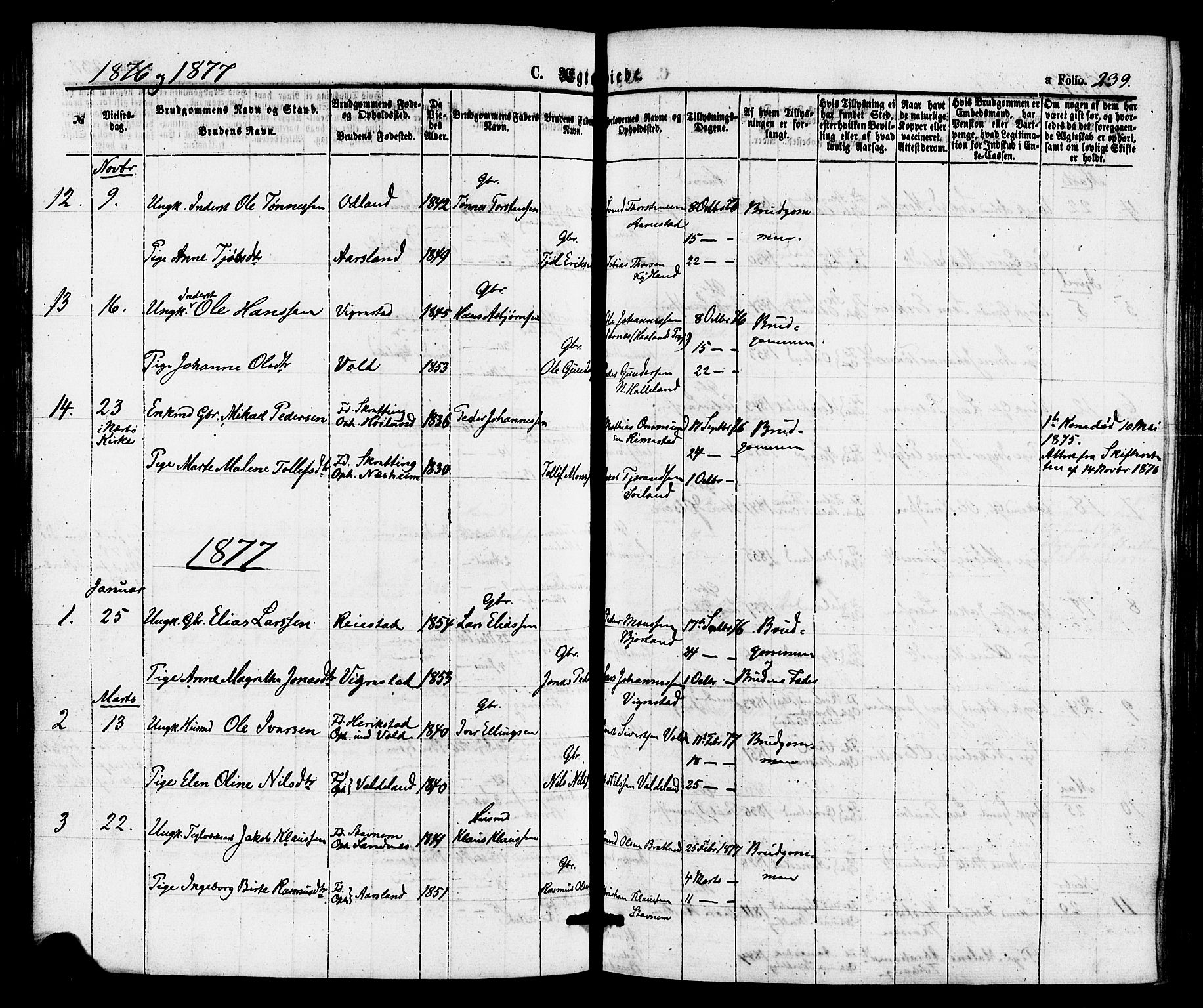 Hå sokneprestkontor, AV/SAST-A-101801/001/30BA/L0009: Ministerialbok nr. A 8, 1855-1878, s. 239