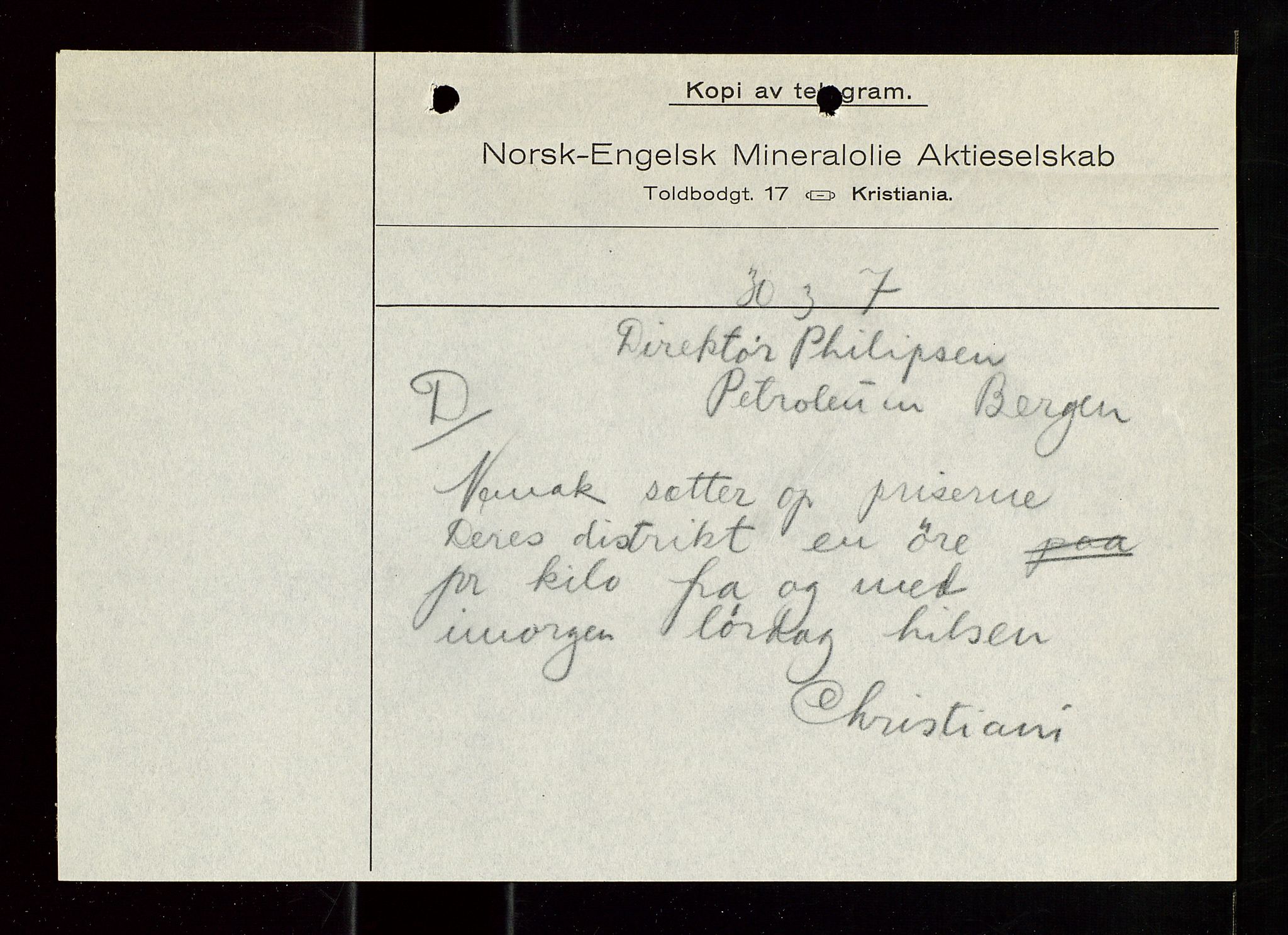 Pa 1521 - A/S Norske Shell, AV/SAST-A-101915/E/Ea/Eaa/L0020: Sjefskorrespondanse, 1917, s. 143