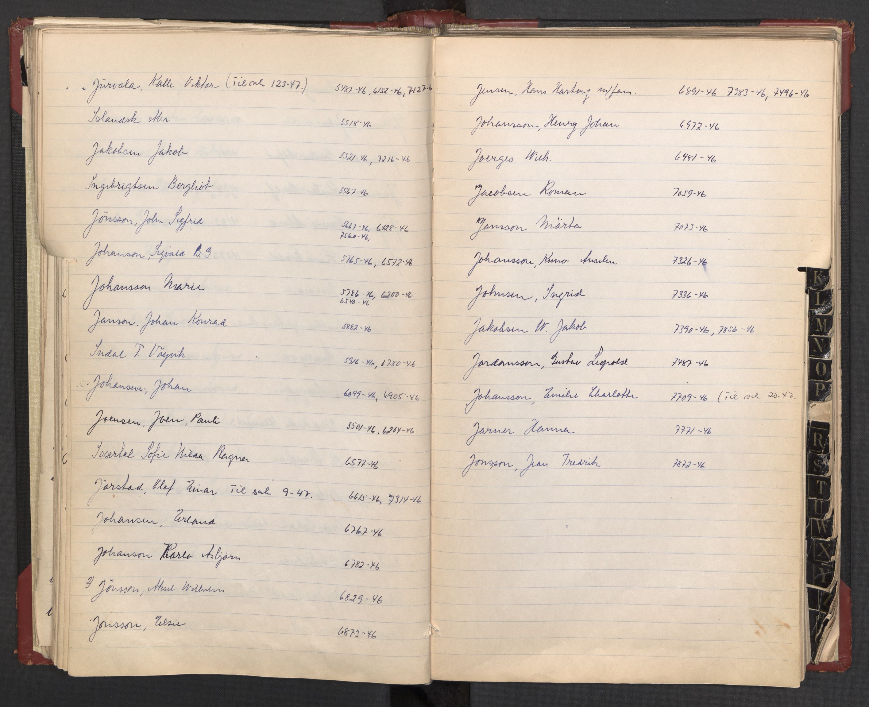 Justisdepartementet, 3. politikontor P3, AV/RA-S-1051/C/Cc/L0002: Journalregister over statsborgersaker, 1940-1946, s. 51
