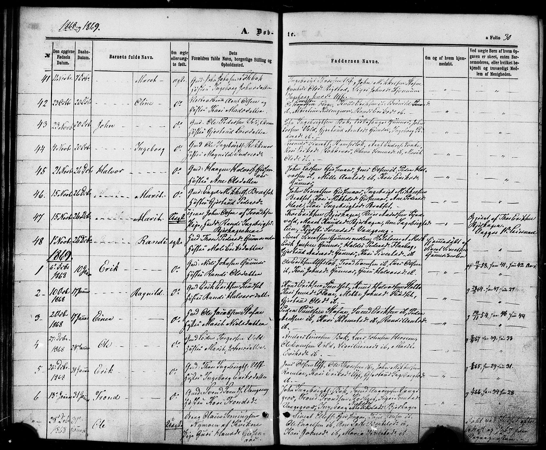 Ministerialprotokoller, klokkerbøker og fødselsregistre - Sør-Trøndelag, AV/SAT-A-1456/674/L0870: Ministerialbok nr. 674A02, 1861-1879, s. 30