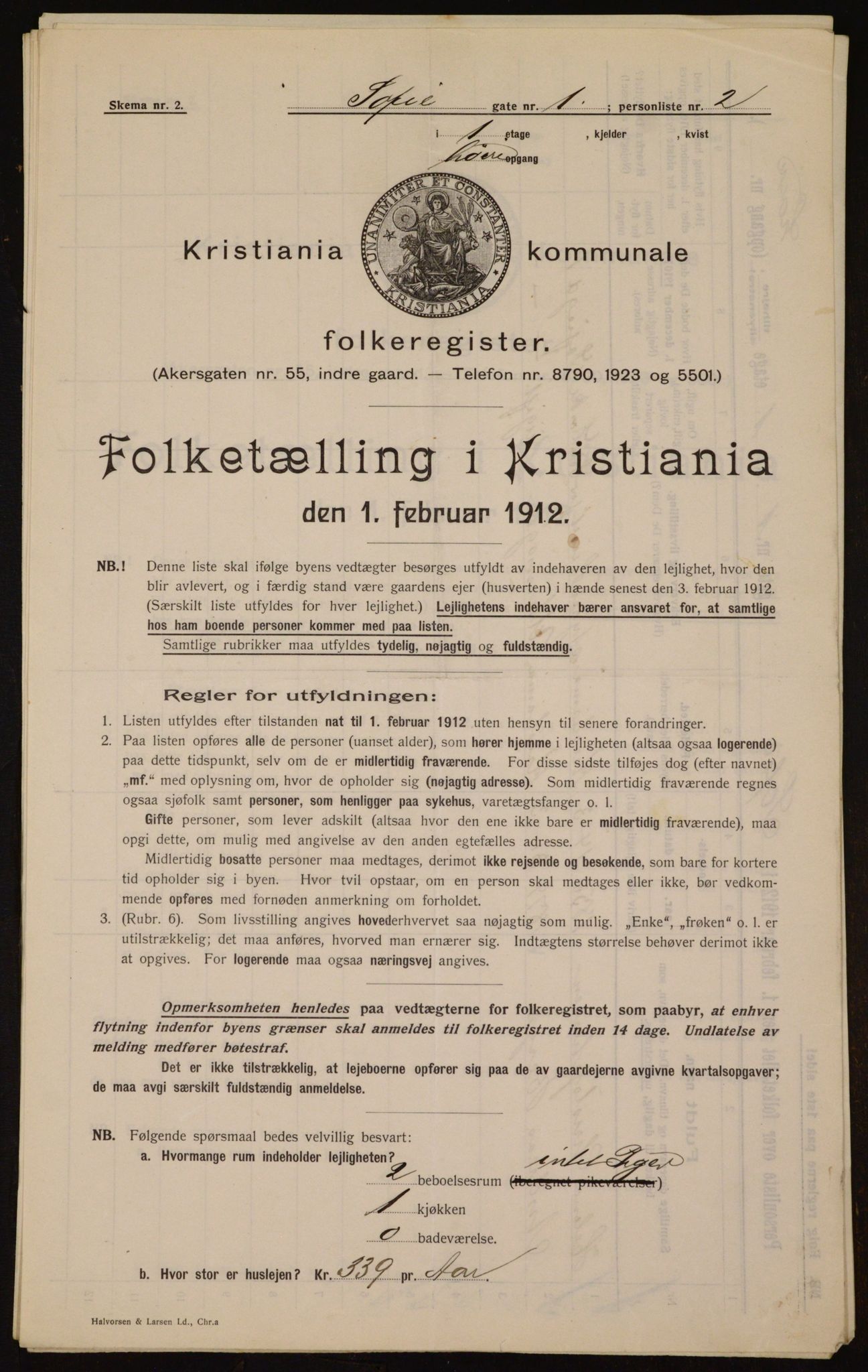 OBA, Kommunal folketelling 1.2.1912 for Kristiania, 1912, s. 98987