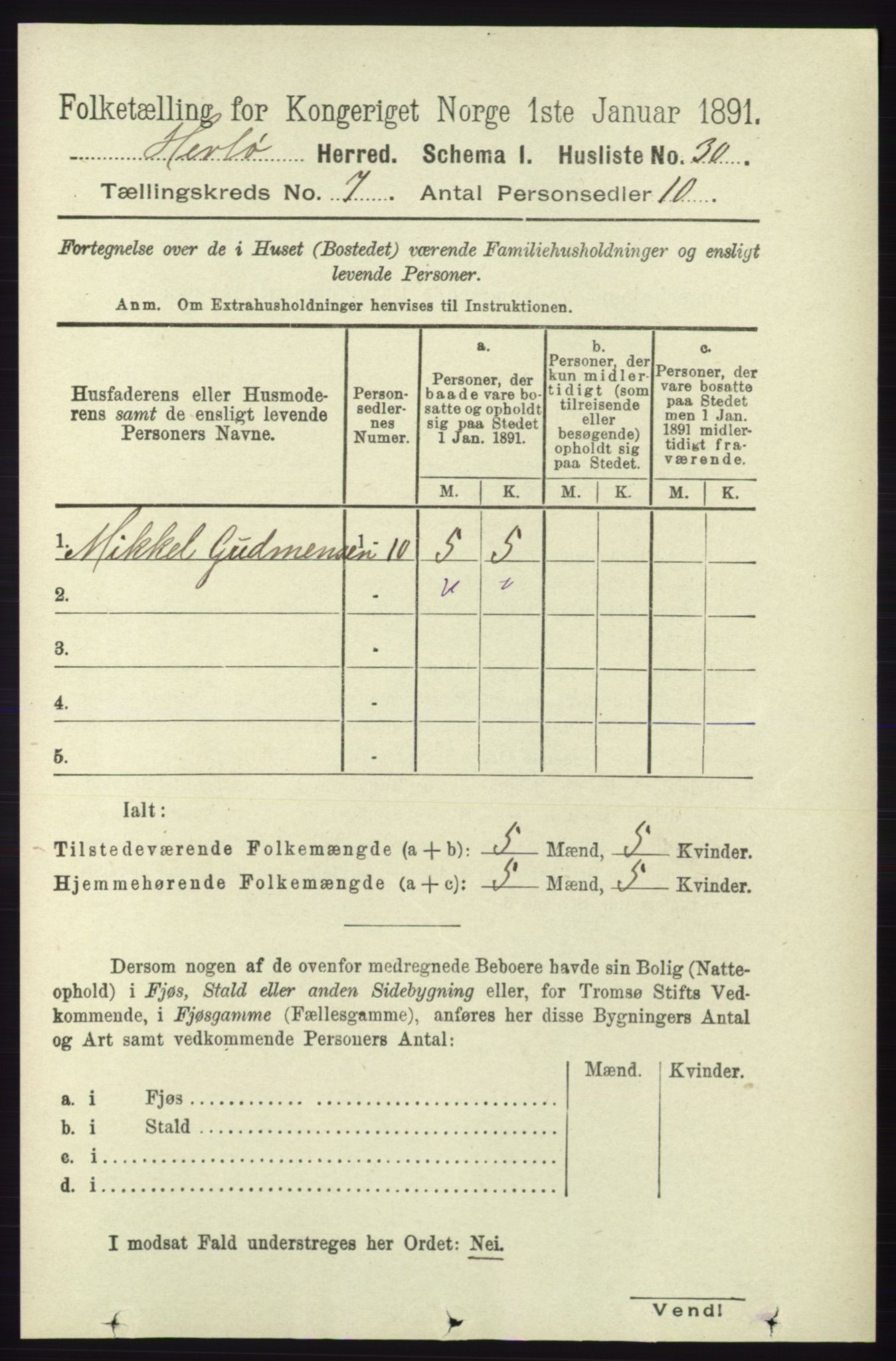 RA, Folketelling 1891 for 1258 Herdla herred, 1891, s. 3088