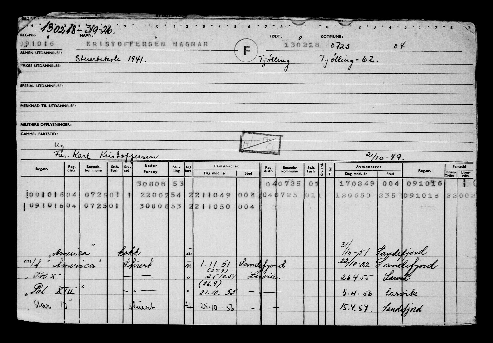 Direktoratet for sjømenn, AV/RA-S-3545/G/Gb/L0155: Hovedkort, 1918, s. 509