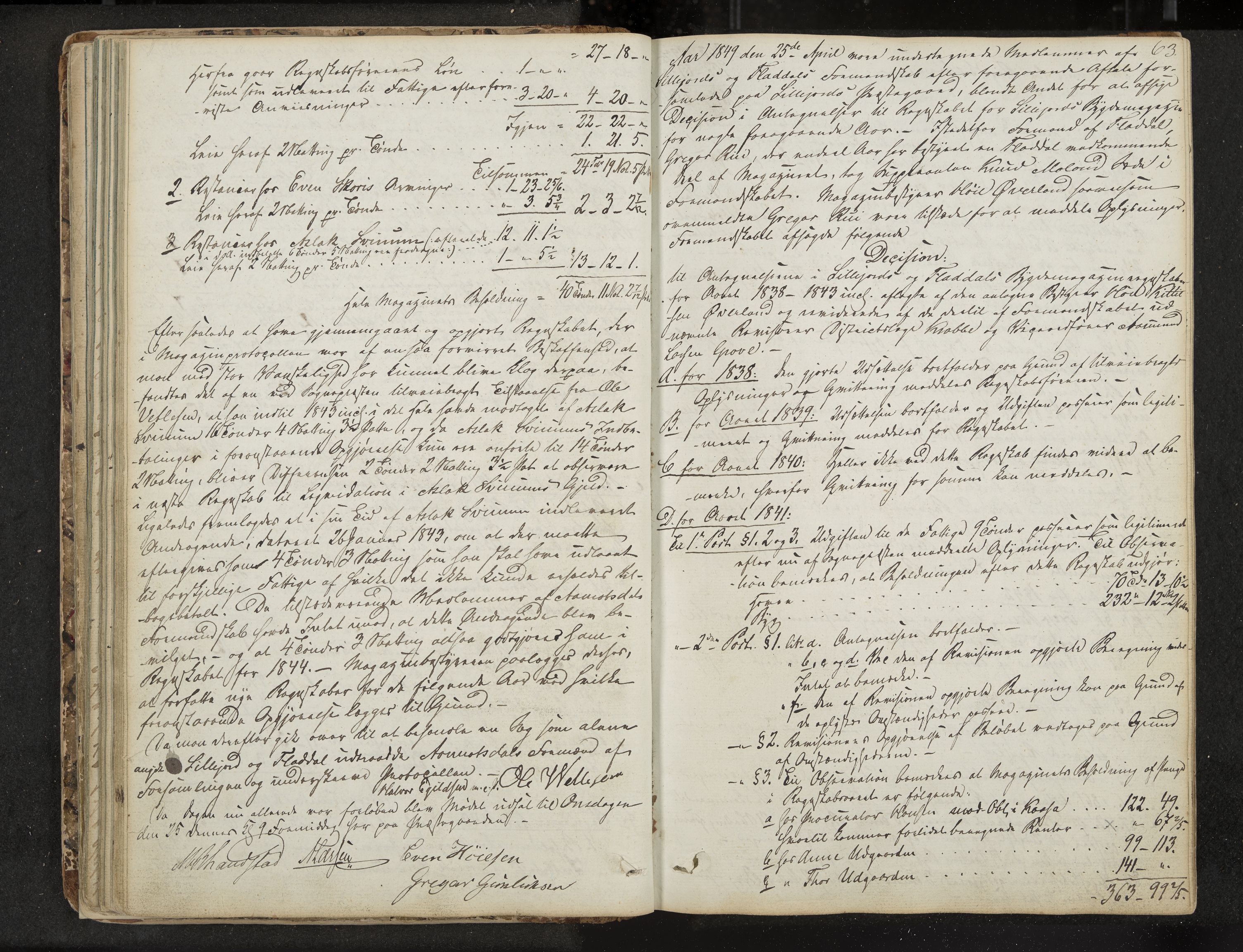 Seljord formannskap og sentraladministrasjon, IKAK/0828021/A/Aa/L0001: Møtebok med register, 1838-1879, s. 63