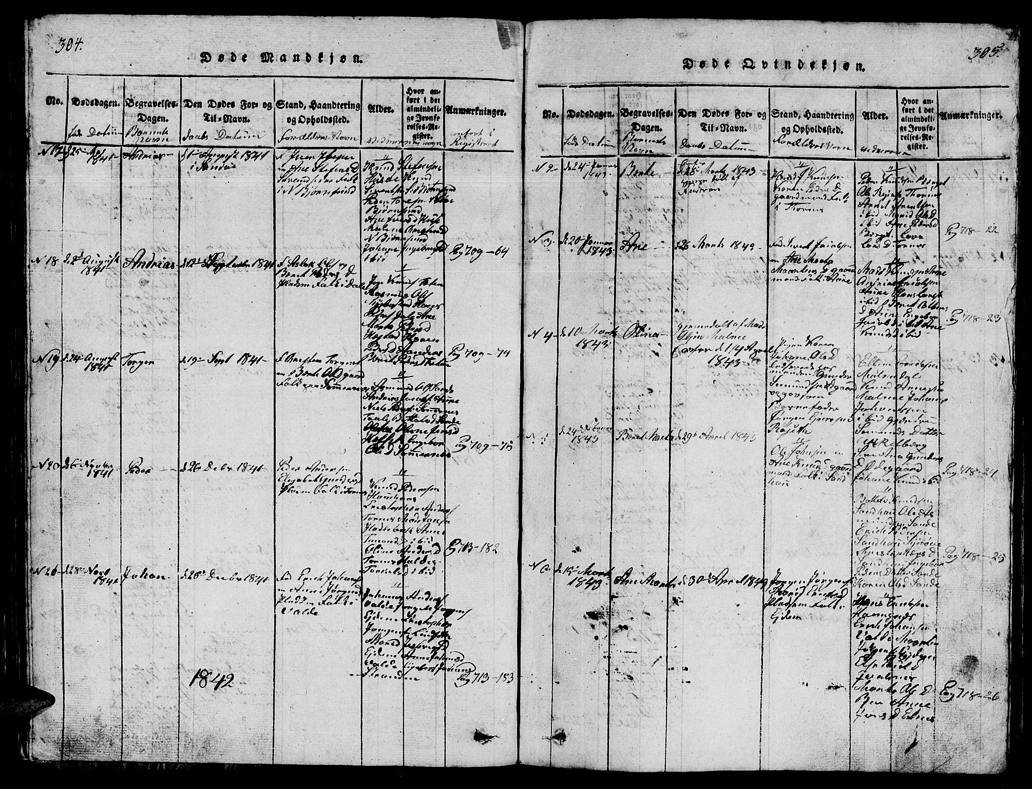 Ministerialprotokoller, klokkerbøker og fødselsregistre - Møre og Romsdal, SAT/A-1454/565/L0752: Klokkerbok nr. 565C01, 1817-1844, s. 304-305