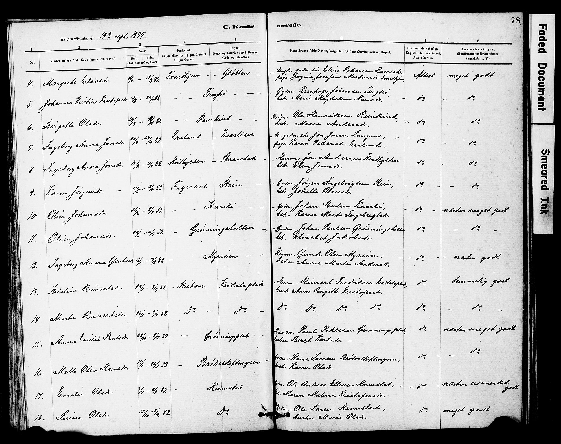 Ministerialprotokoller, klokkerbøker og fødselsregistre - Sør-Trøndelag, AV/SAT-A-1456/646/L0628: Klokkerbok nr. 646C01, 1880-1903, s. 78