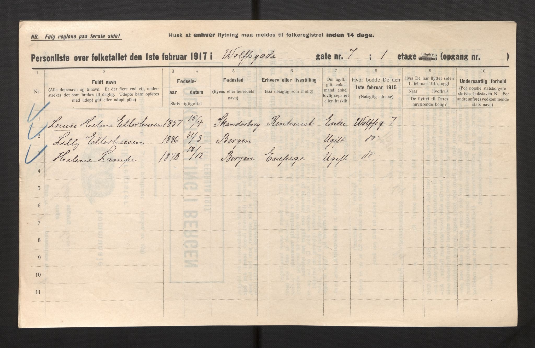 SAB, Kommunal folketelling 1917 for Bergen kjøpstad, 1917, s. 45503