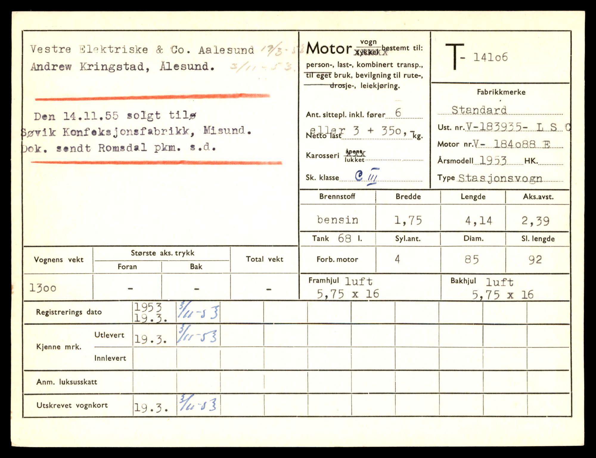 Møre og Romsdal vegkontor - Ålesund trafikkstasjon, AV/SAT-A-4099/F/Fe/L0043: Registreringskort for kjøretøy T 14080 - T 14204, 1927-1998, s. 691