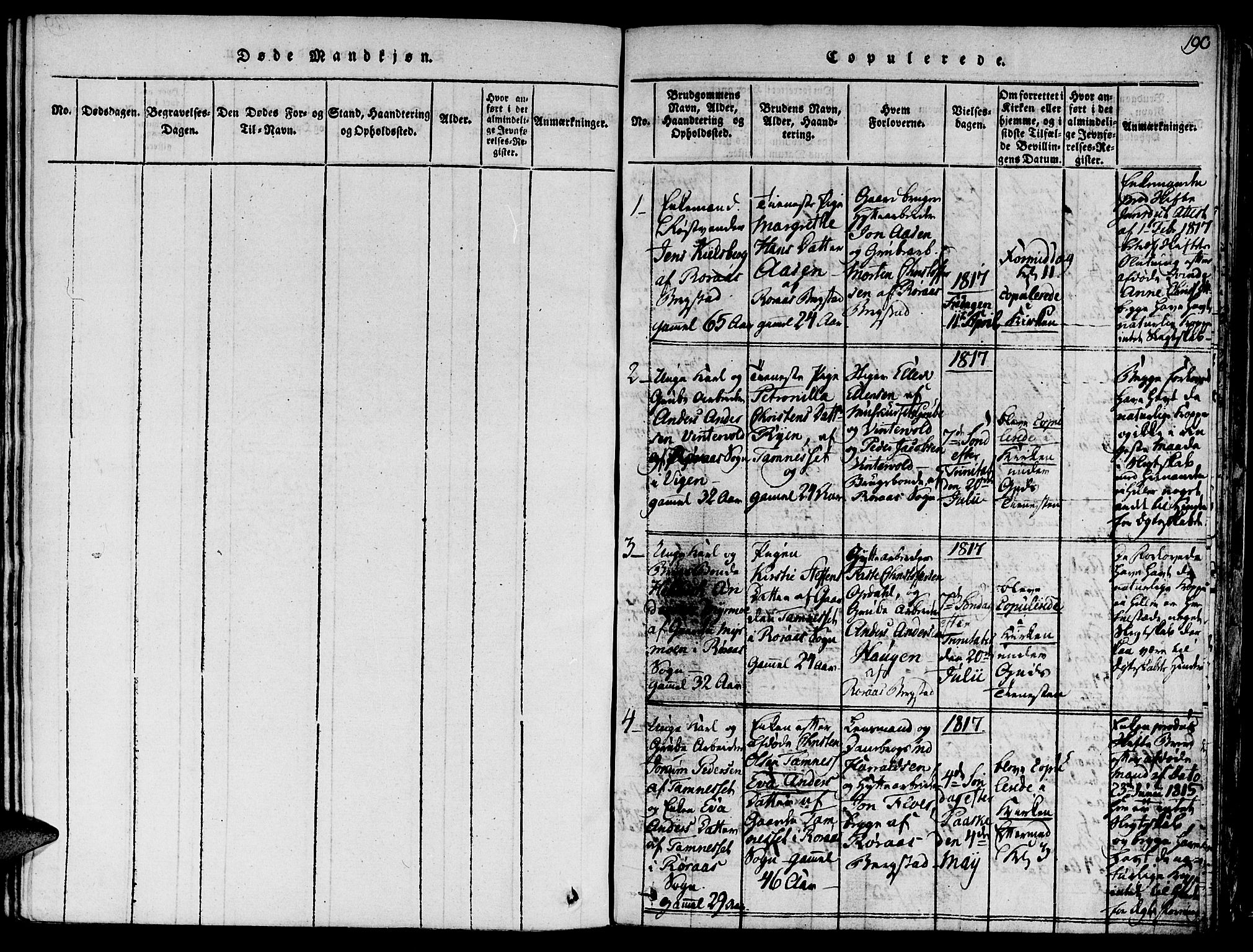 Ministerialprotokoller, klokkerbøker og fødselsregistre - Sør-Trøndelag, AV/SAT-A-1456/681/L0929: Ministerialbok nr. 681A07, 1817-1828, s. 190