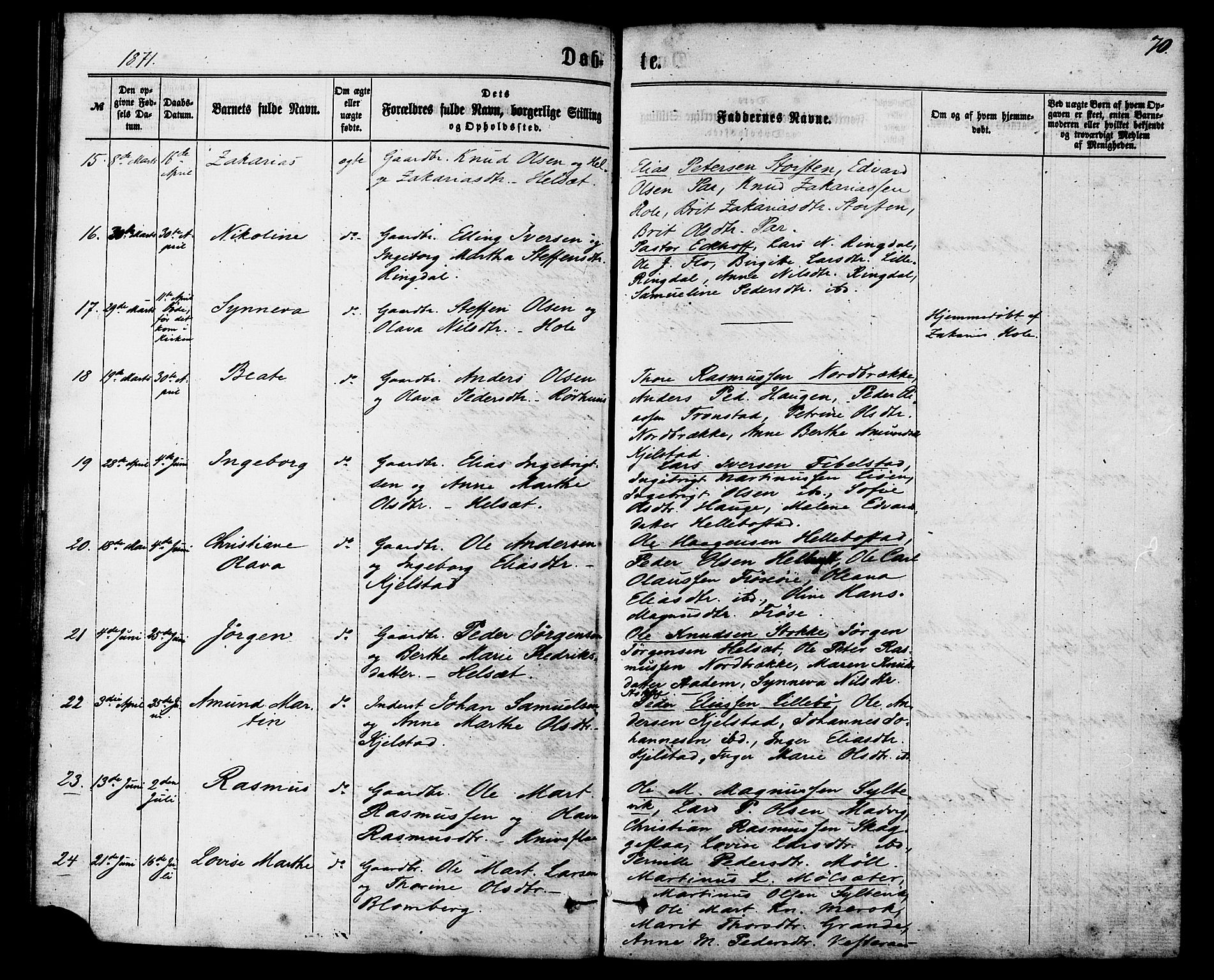 Ministerialprotokoller, klokkerbøker og fødselsregistre - Møre og Romsdal, AV/SAT-A-1454/517/L0226: Ministerialbok nr. 517A06, 1862-1881, s. 70