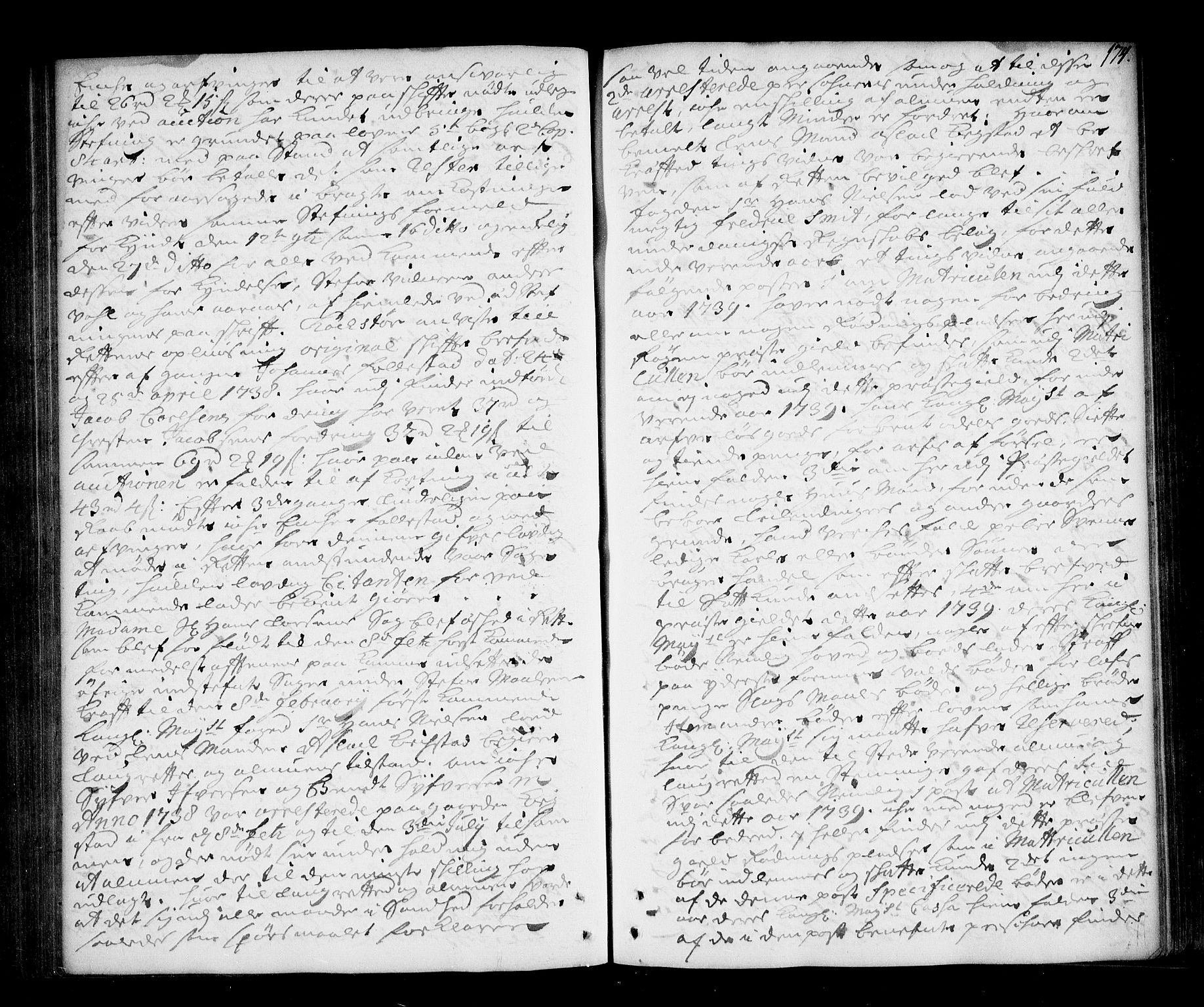 Lier, Røyken og Hurum sorenskriveri, AV/SAKO-A-89/F/Fa/L0049: Tingbok, 1738-1741, s. 174