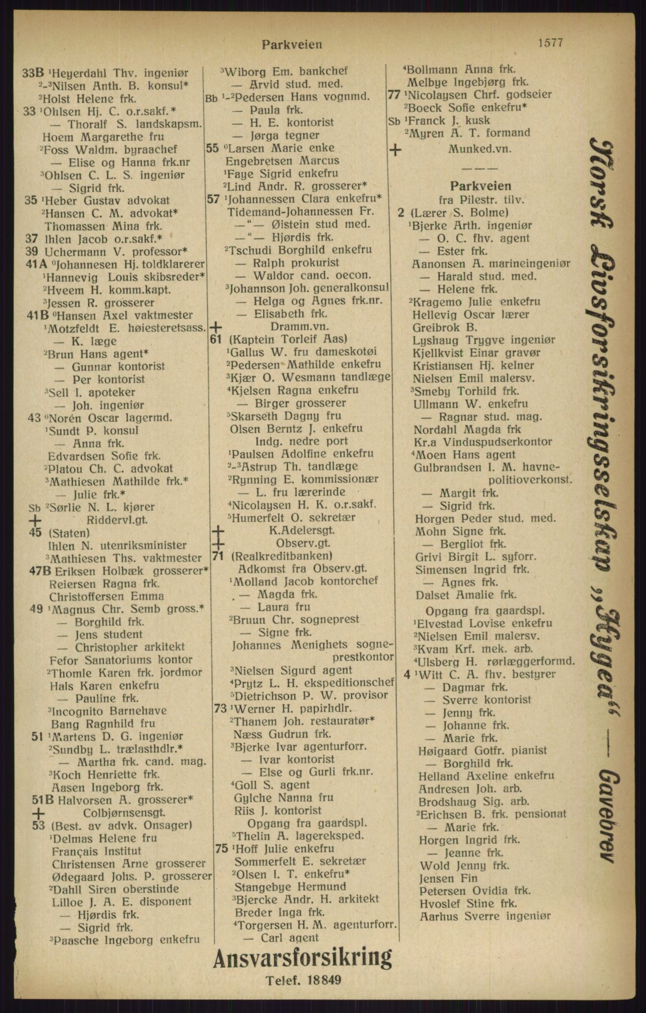 Kristiania/Oslo adressebok, PUBL/-, 1916, s. 1577