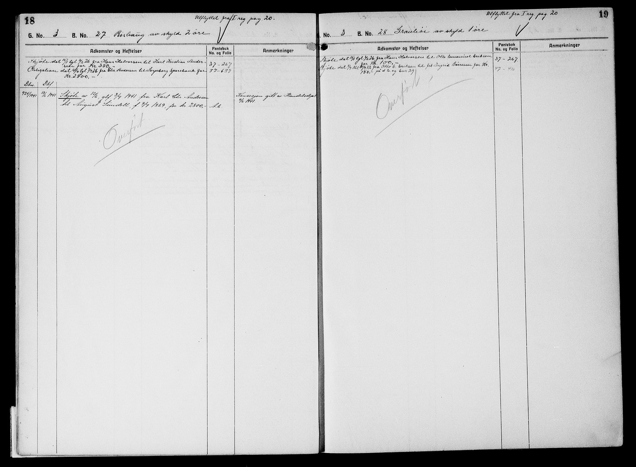 Tune sorenskriveri, AV/SAO-A-10470/G/Ga/Gab/Gabf/L0003: Panteregister nr. VI 3, 1926-1953, s. 18-19