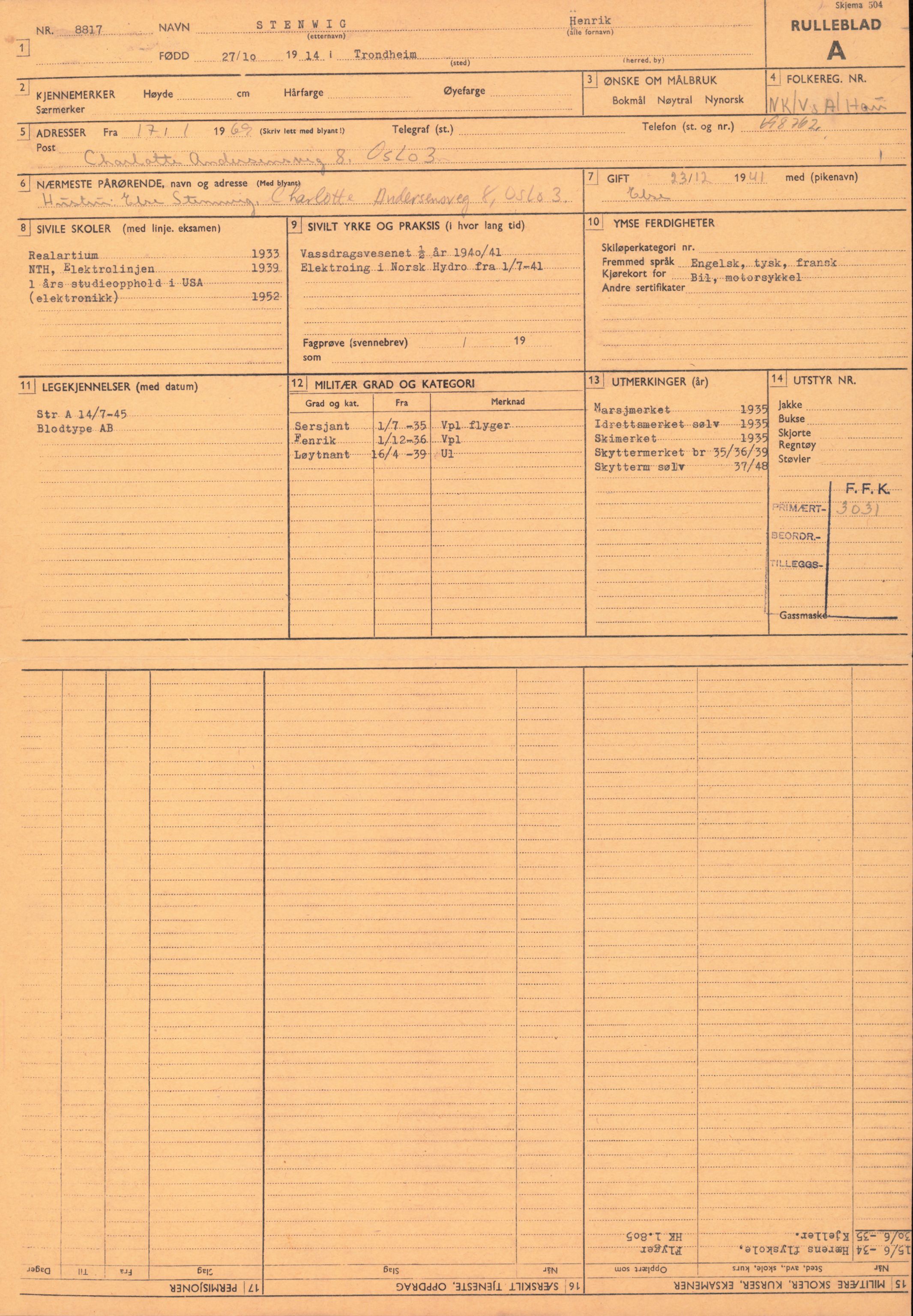 Forsvaret, Forsvarets overkommando/Luftforsvarsstaben, RA/RAFA-4079/P/Pa/L0038: Personellpapirer, 1914, s. 191