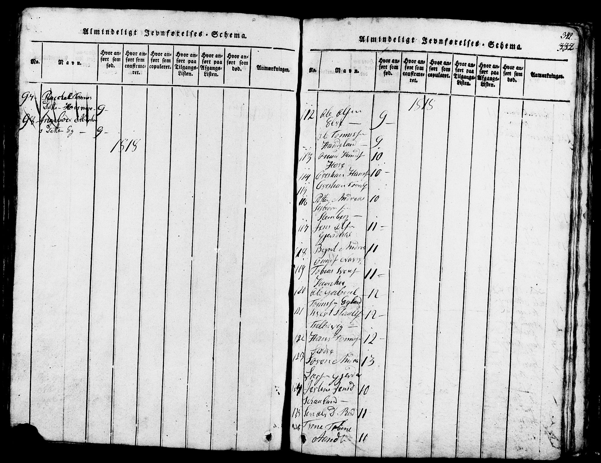 Lund sokneprestkontor, AV/SAST-A-101809/S07/L0002: Klokkerbok nr. B 2, 1816-1832, s. 342