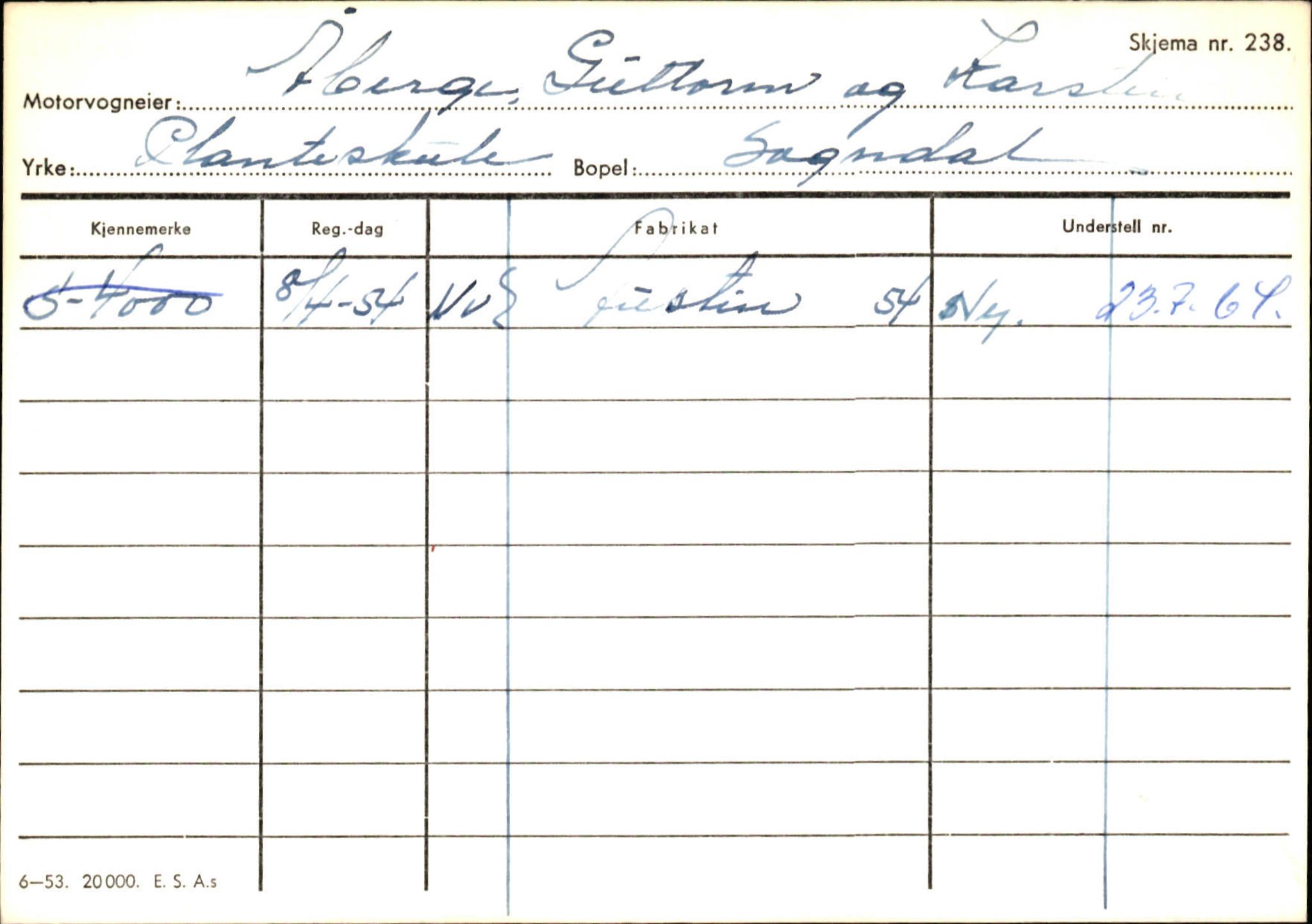 Statens vegvesen, Sogn og Fjordane vegkontor, AV/SAB-A-5301/4/F/L0125: Eigarregister Sogndal V-Å. Aurland A-Å. Fjaler A-N, 1945-1975, s. 317