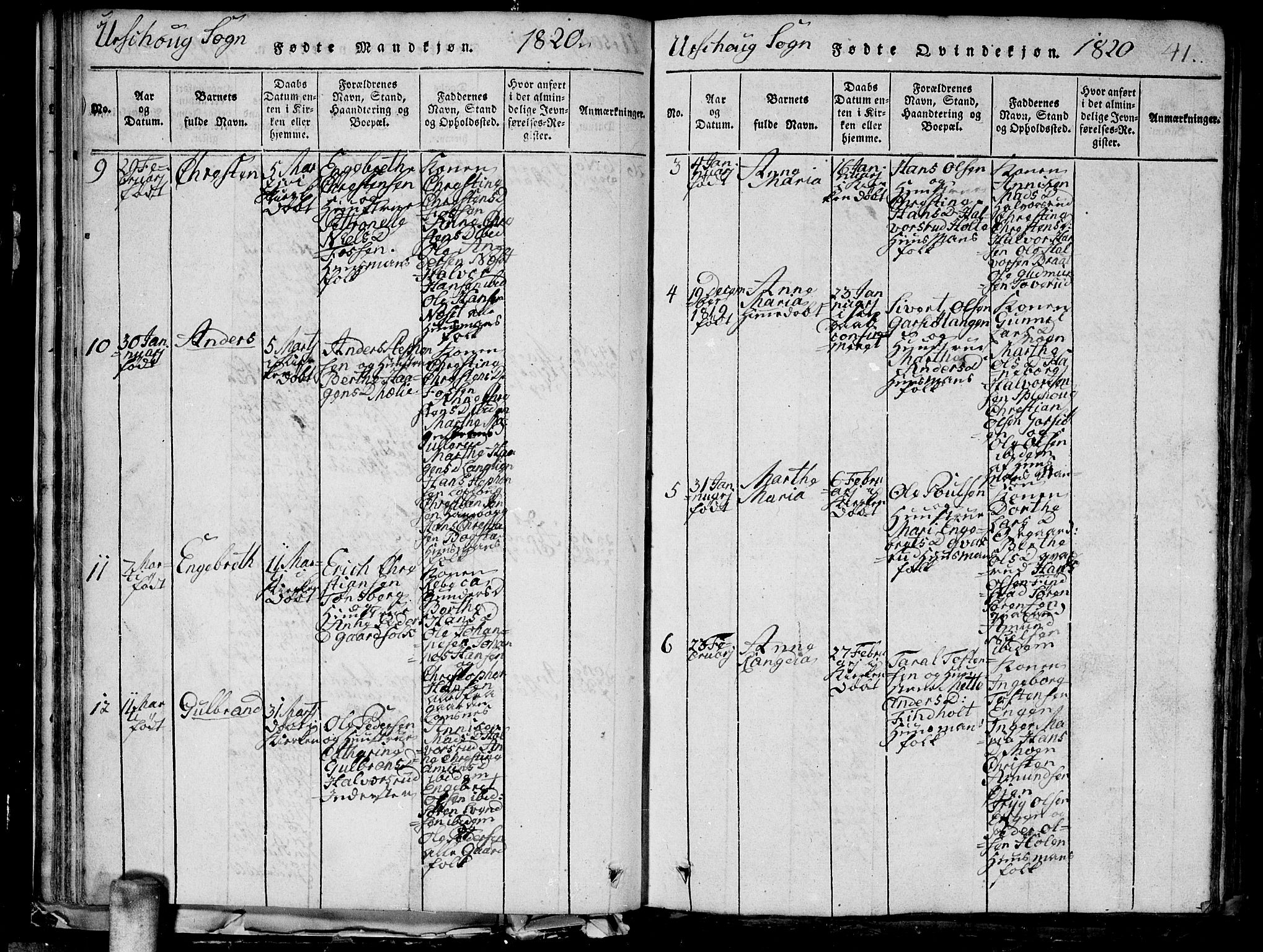 Aurskog prestekontor Kirkebøker, AV/SAO-A-10304a/G/Ga/L0001: Klokkerbok nr. I 1, 1814-1829, s. 41