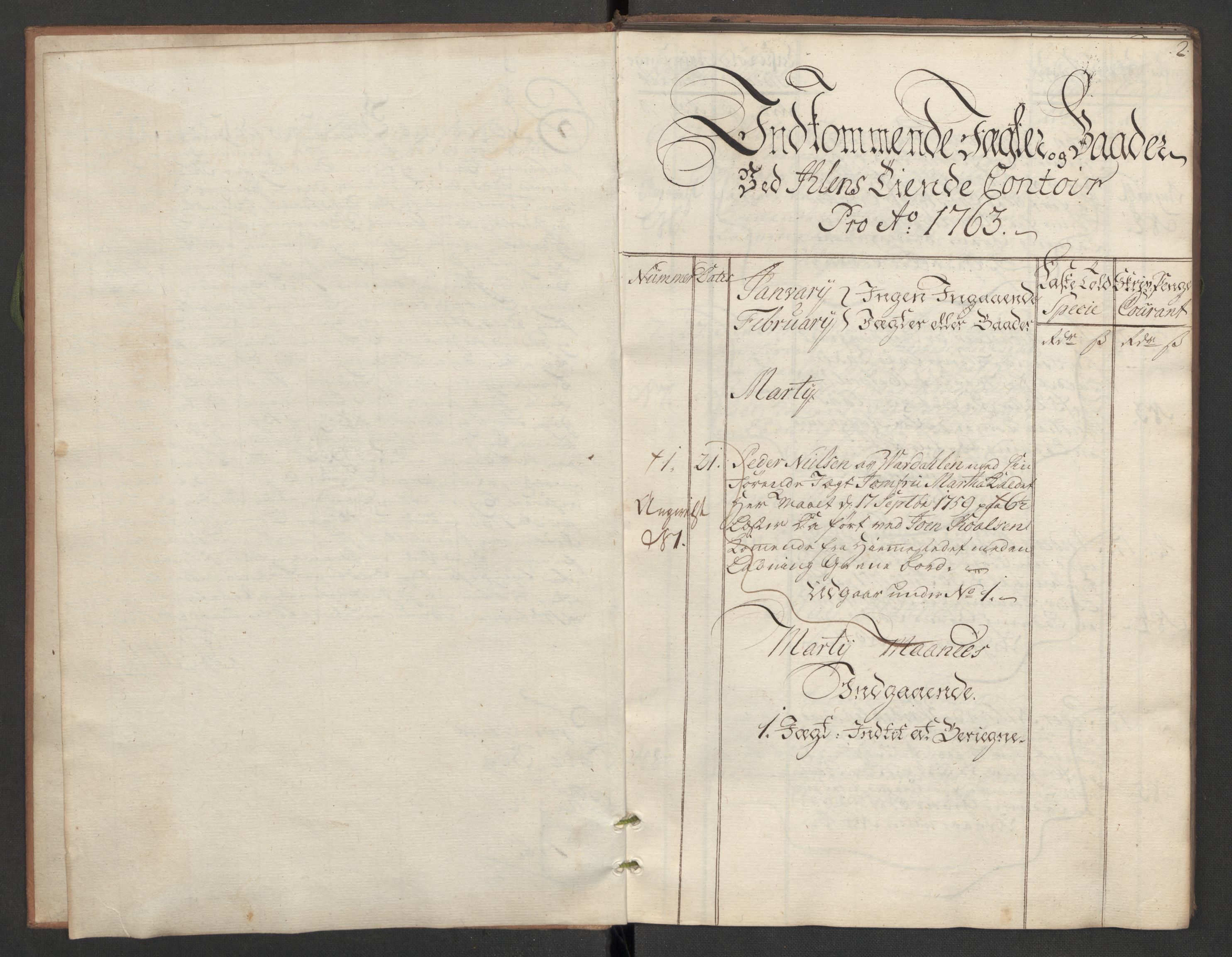 Generaltollkammeret, tollregnskaper, AV/RA-EA-5490/R33/L0080/0001: Tollregnskaper Trondheim A / Tollbok for Ilen, 1763