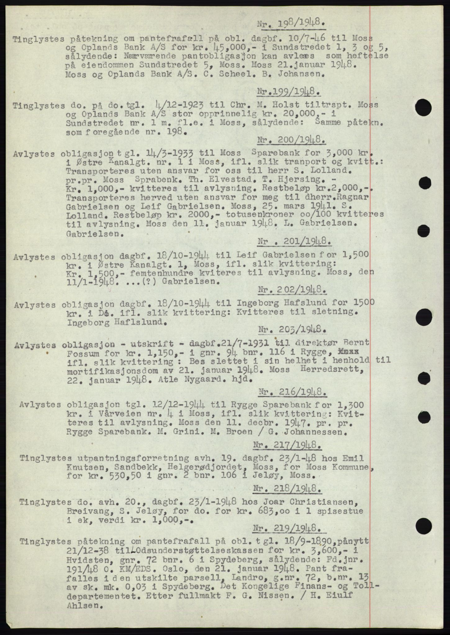 Moss sorenskriveri, SAO/A-10168: Pantebok nr. C10, 1938-1950, Dagboknr: 198/1948