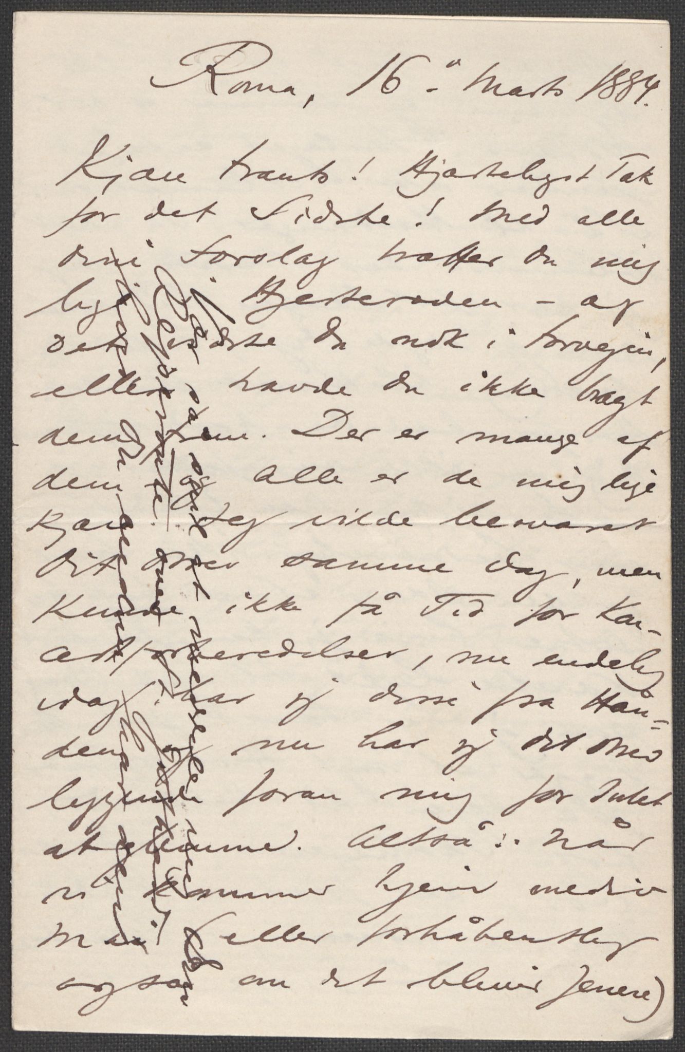 Beyer, Frants, RA/PA-0132/F/L0001: Brev fra Edvard Grieg til Frantz Beyer og "En del optegnelser som kan tjene til kommentar til brevene" av Marie Beyer, 1872-1907, s. 98