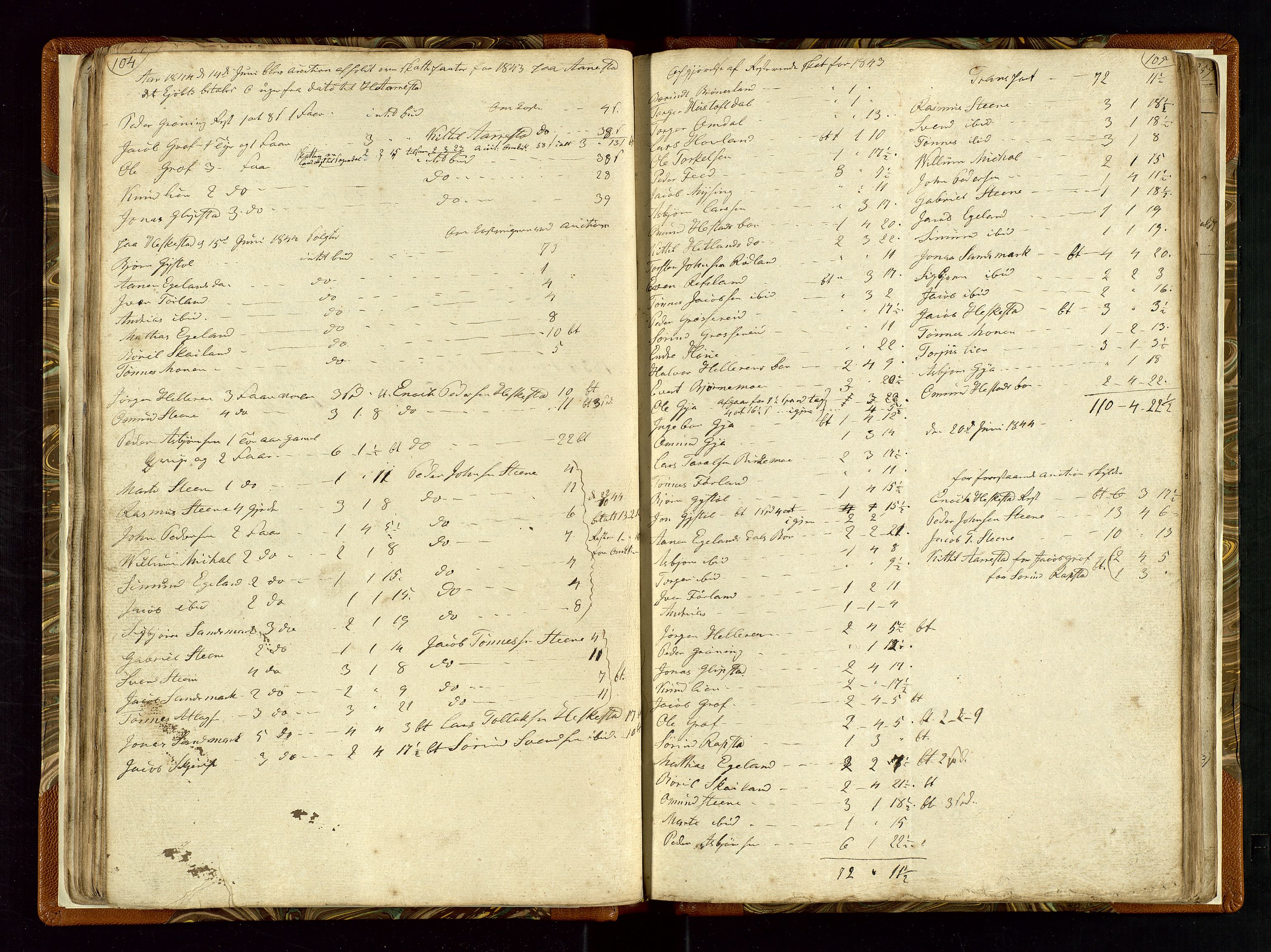 Helleland lensmannskontor, AV/SAST-A-100209/Ya/L0003: Diverseprotokoll, 1842-1960, s. 104-105