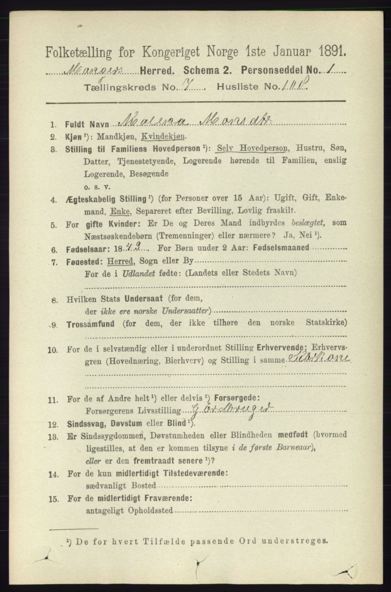 RA, Folketelling 1891 for 1261 Manger herred, 1891, s. 4996