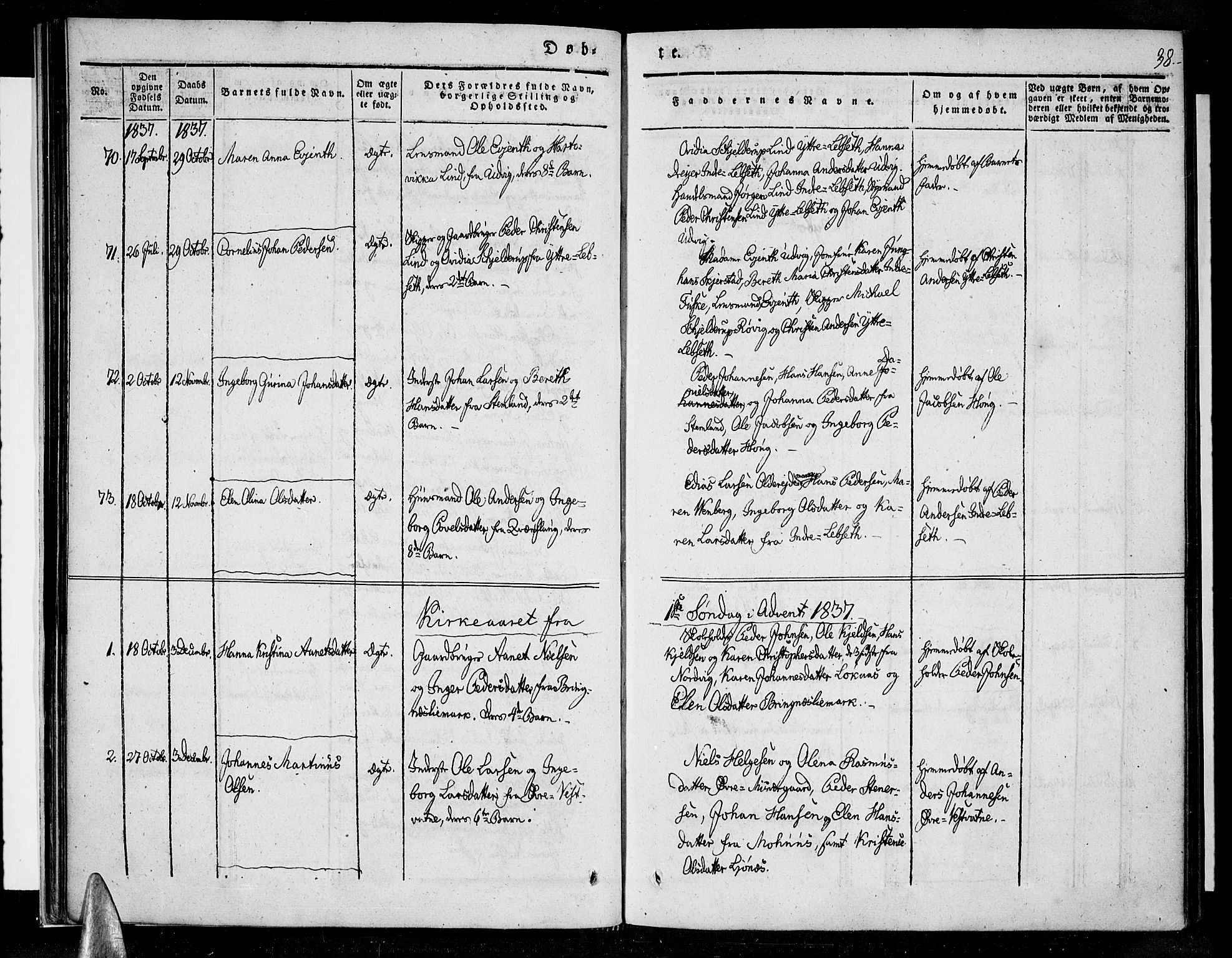 Ministerialprotokoller, klokkerbøker og fødselsregistre - Nordland, AV/SAT-A-1459/852/L0737: Ministerialbok nr. 852A07, 1833-1849, s. 38