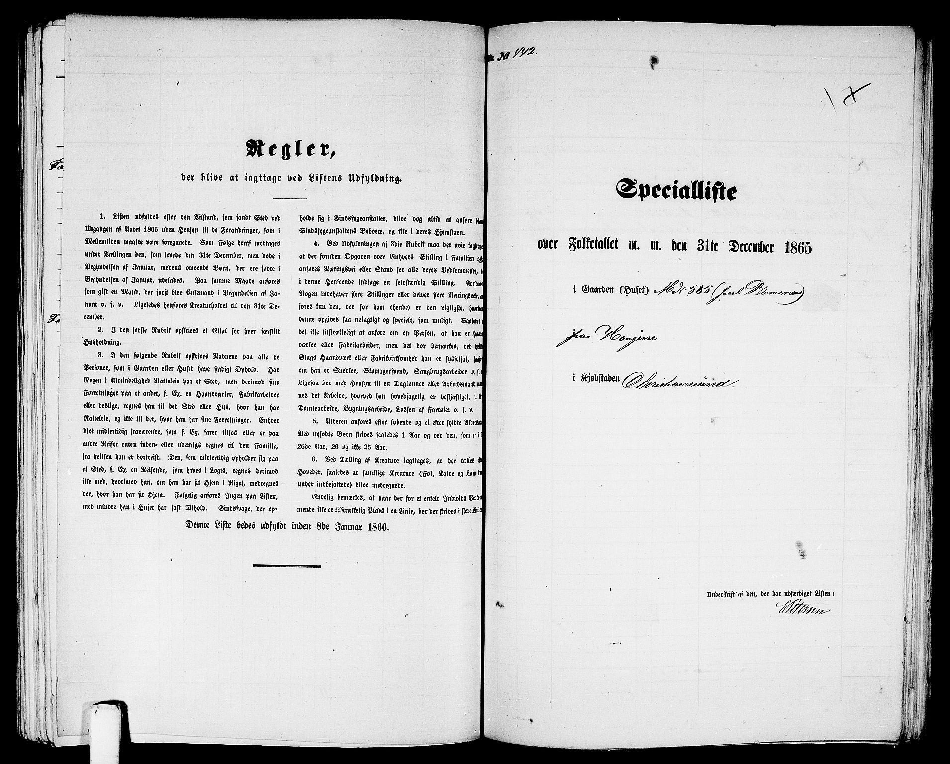 RA, Folketelling 1865 for 1503B Kristiansund prestegjeld, Kristiansund kjøpstad, 1865, s. 899