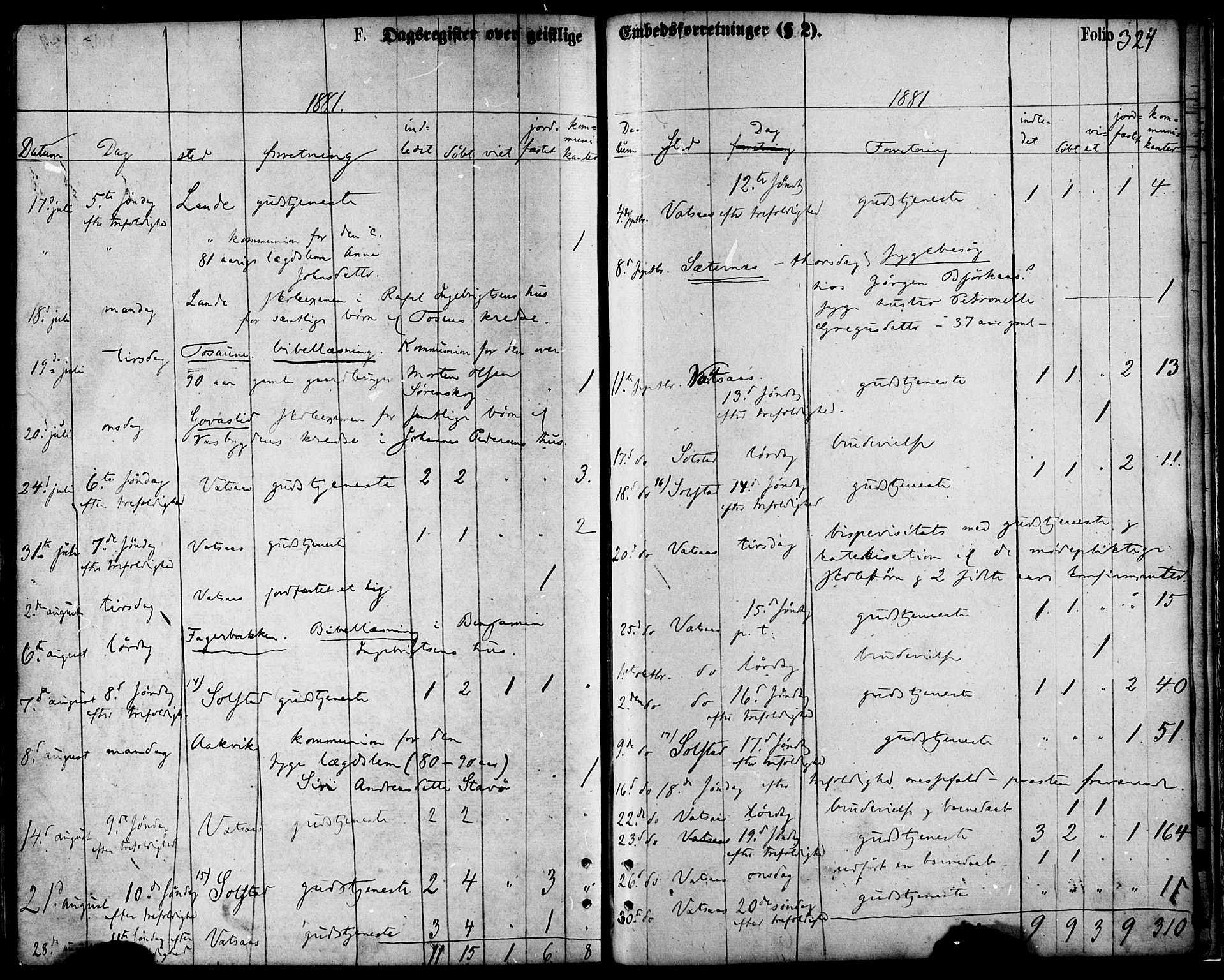 Ministerialprotokoller, klokkerbøker og fødselsregistre - Nordland, AV/SAT-A-1459/810/L0148: Ministerialbok nr. 810A09 /1, 1874-1884, s. 324