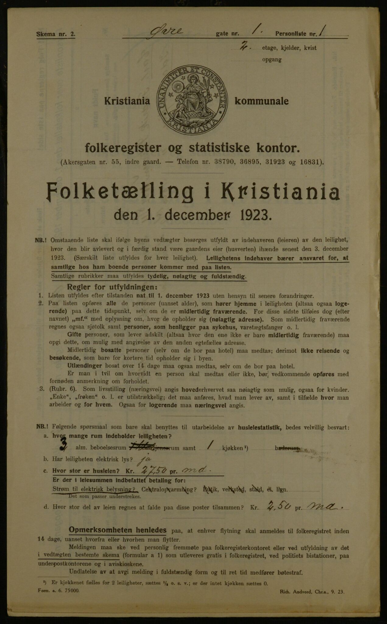 OBA, Kommunal folketelling 1.12.1923 for Kristiania, 1923, s. 143037