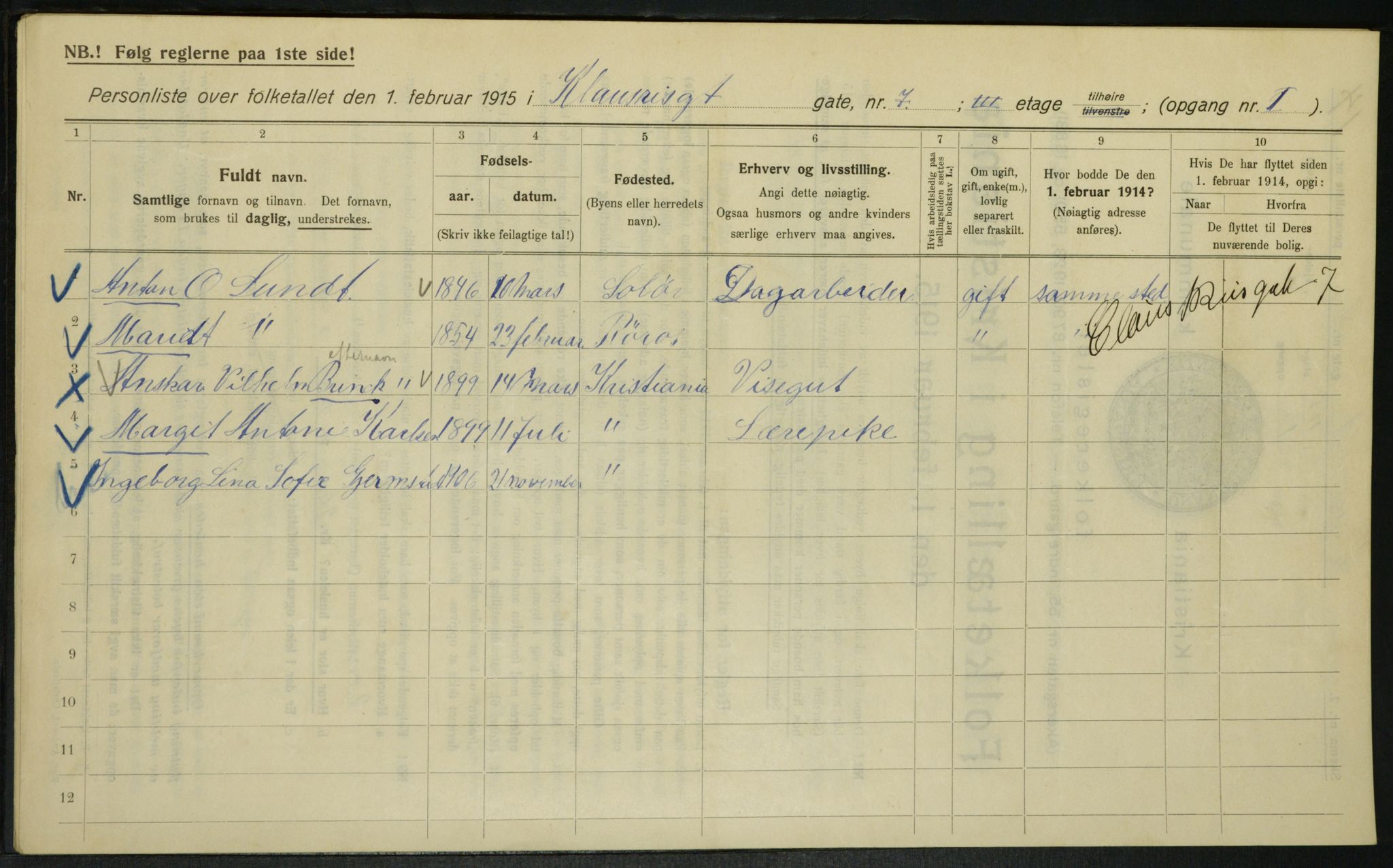 OBA, Kommunal folketelling 1.2.1915 for Kristiania, 1915, s. 12763