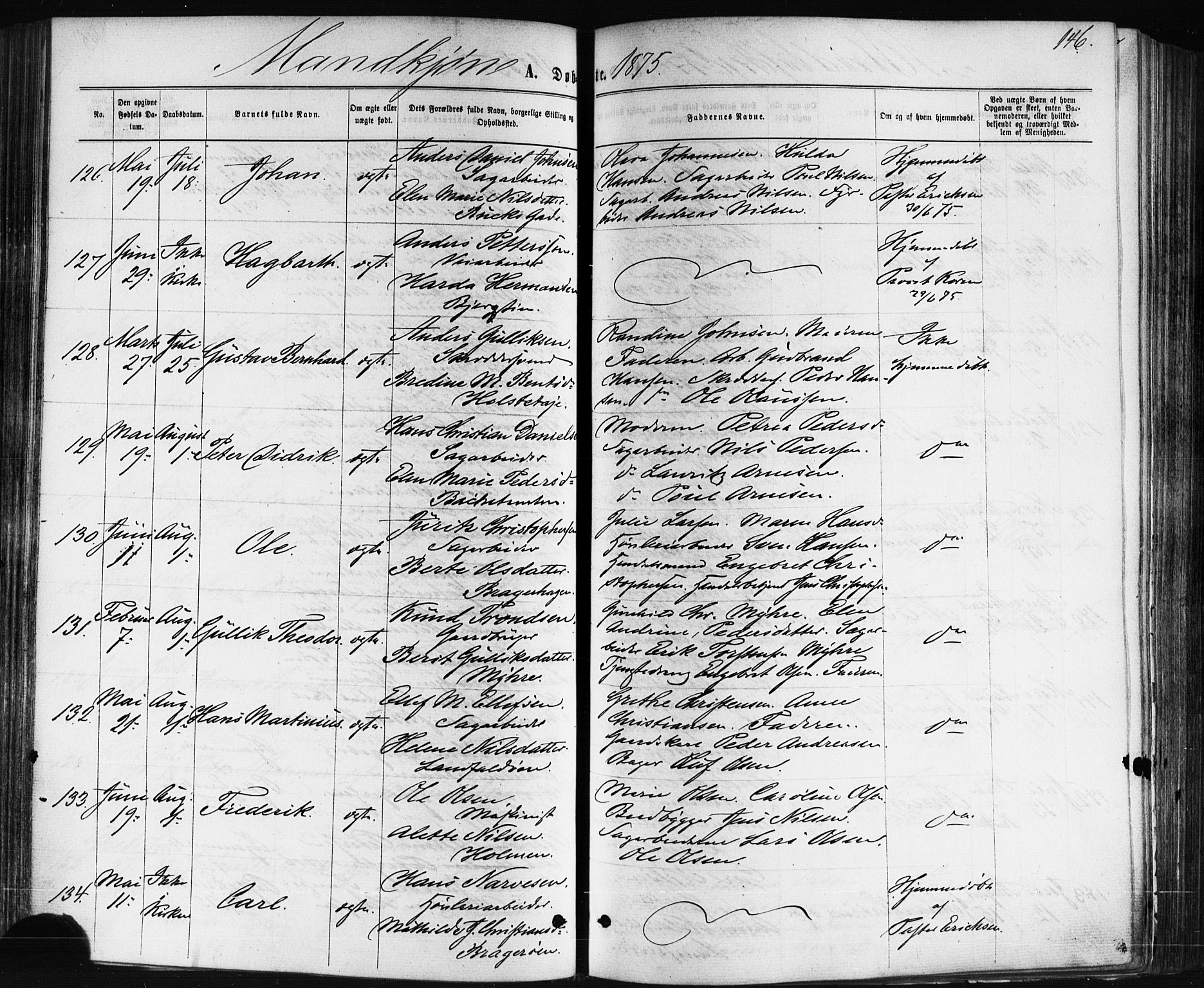 Bragernes kirkebøker, AV/SAKO-A-6/F/Fb/L0004: Ministerialbok nr. II 4, 1869-1875, s. 146