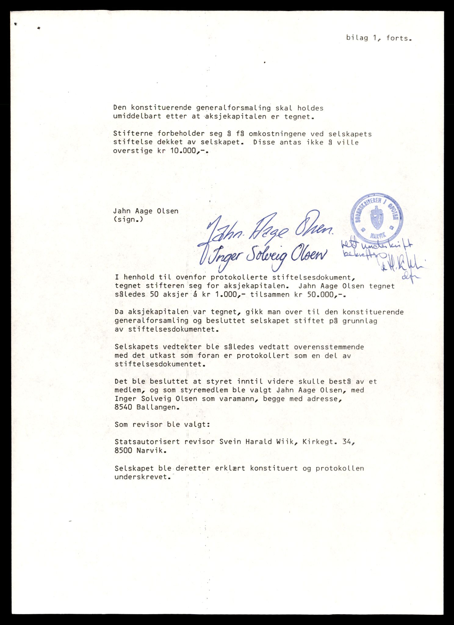 Steigen og Ofoten sorenskriveri, AV/SAT-A-0030/3/J/Jd/Jde/L0011: Bilag, aksjeselskap, O-S, 1944-1990, s. 9