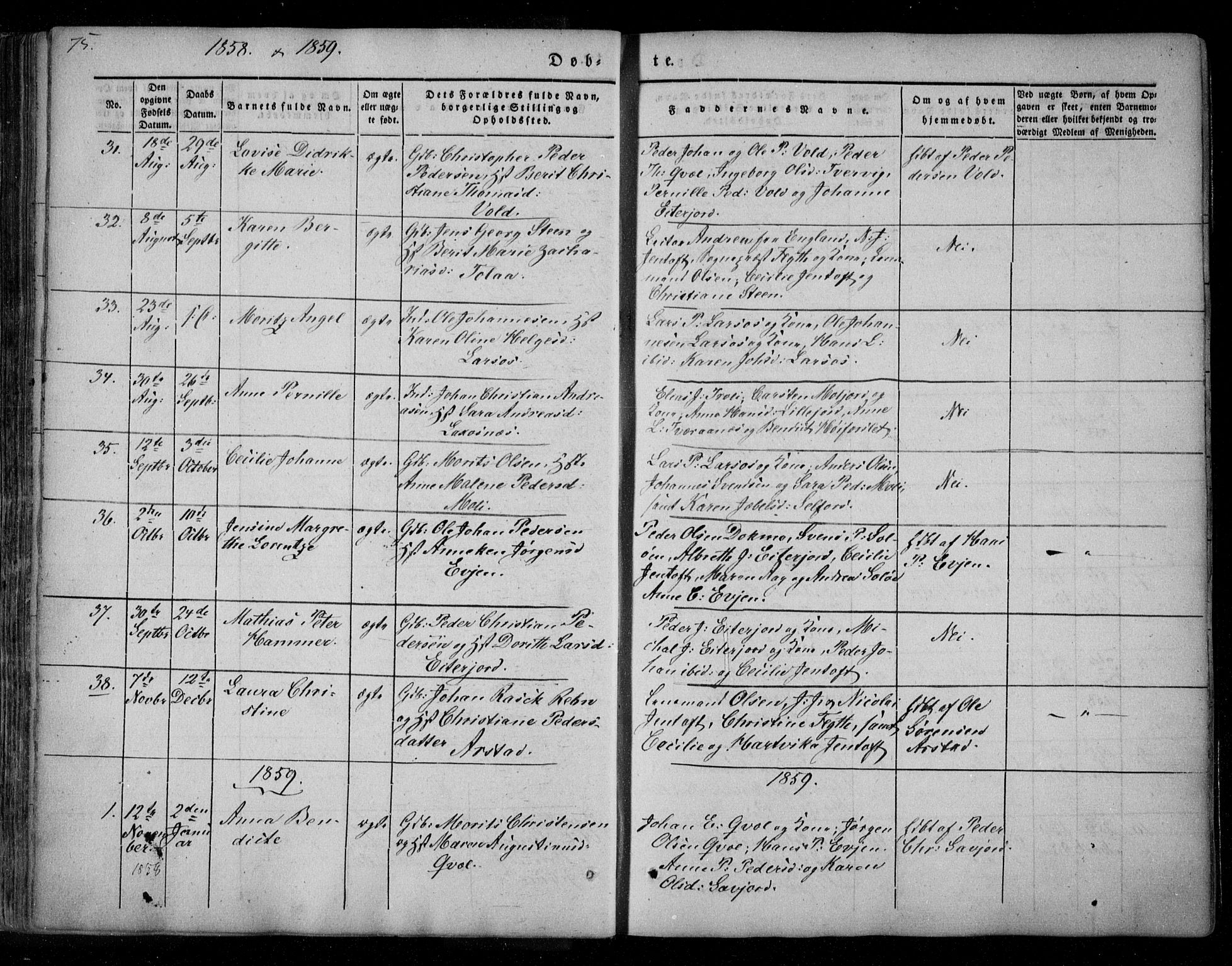 Ministerialprotokoller, klokkerbøker og fødselsregistre - Nordland, SAT/A-1459/846/L0644: Ministerialbok nr. 846A02, 1837-1872, s. 75