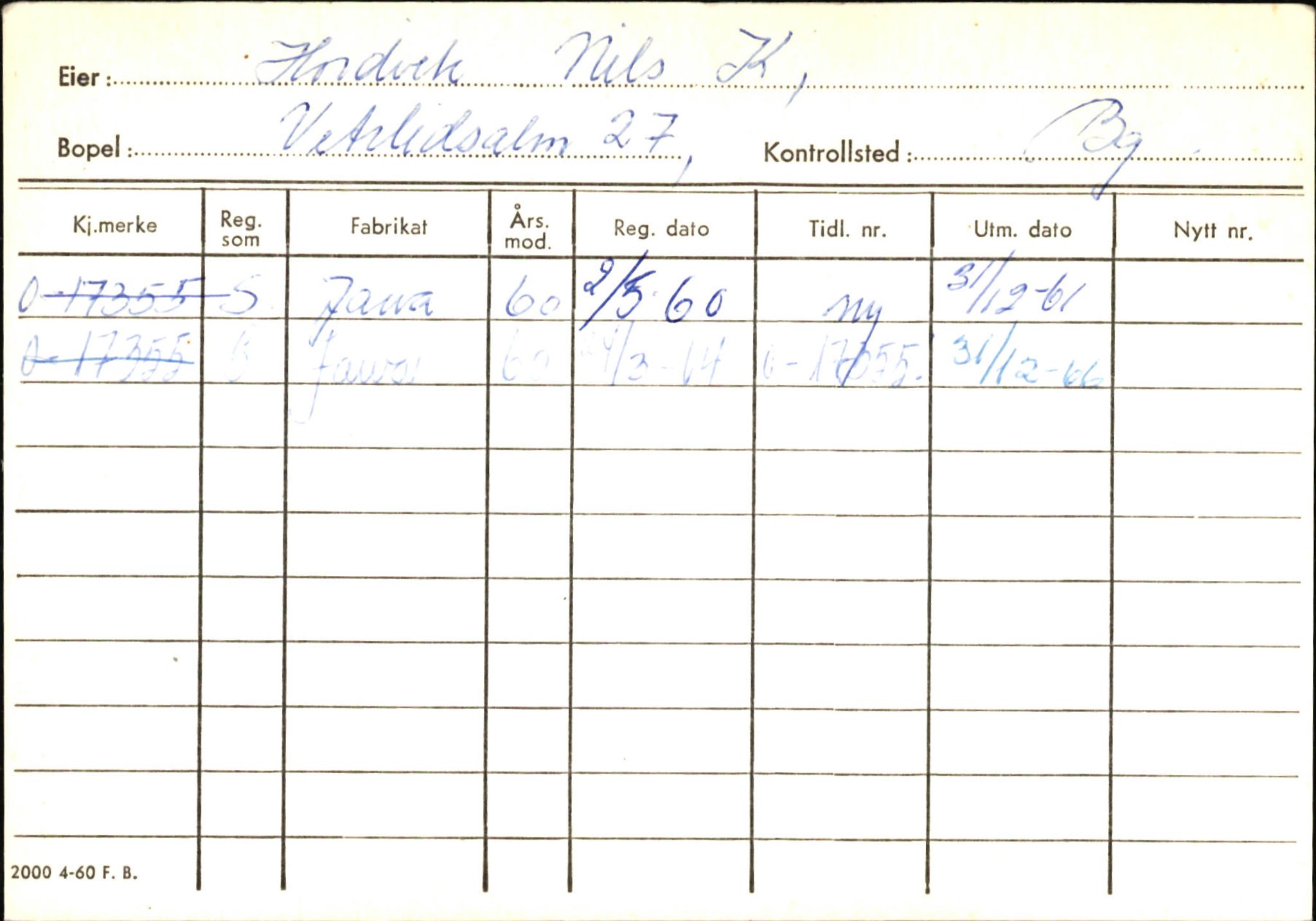 Statens vegvesen, Hordaland vegkontor, AV/SAB-A-5201/2/Hb/L0015: O-eierkort H-I, 1920-1971, s. 33