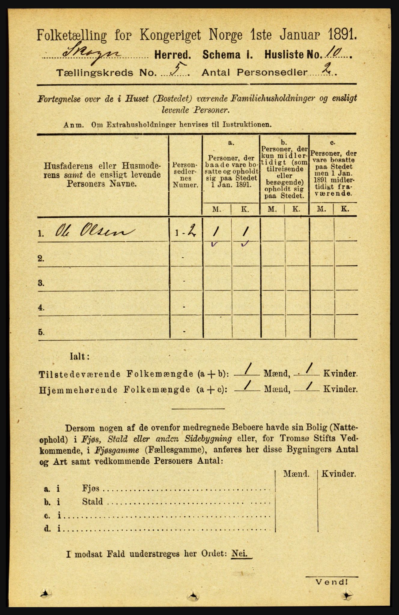 RA, Folketelling 1891 for 1719 Skogn herred, 1891, s. 2854